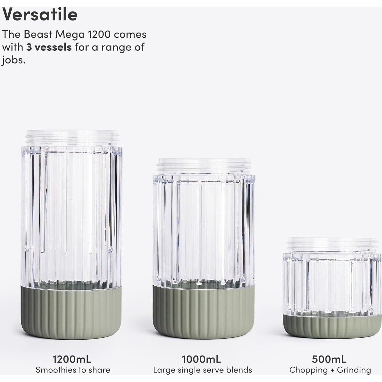 Licuadora Beast Mega 1200 Plus Sage | 1200W | Recipientes XL