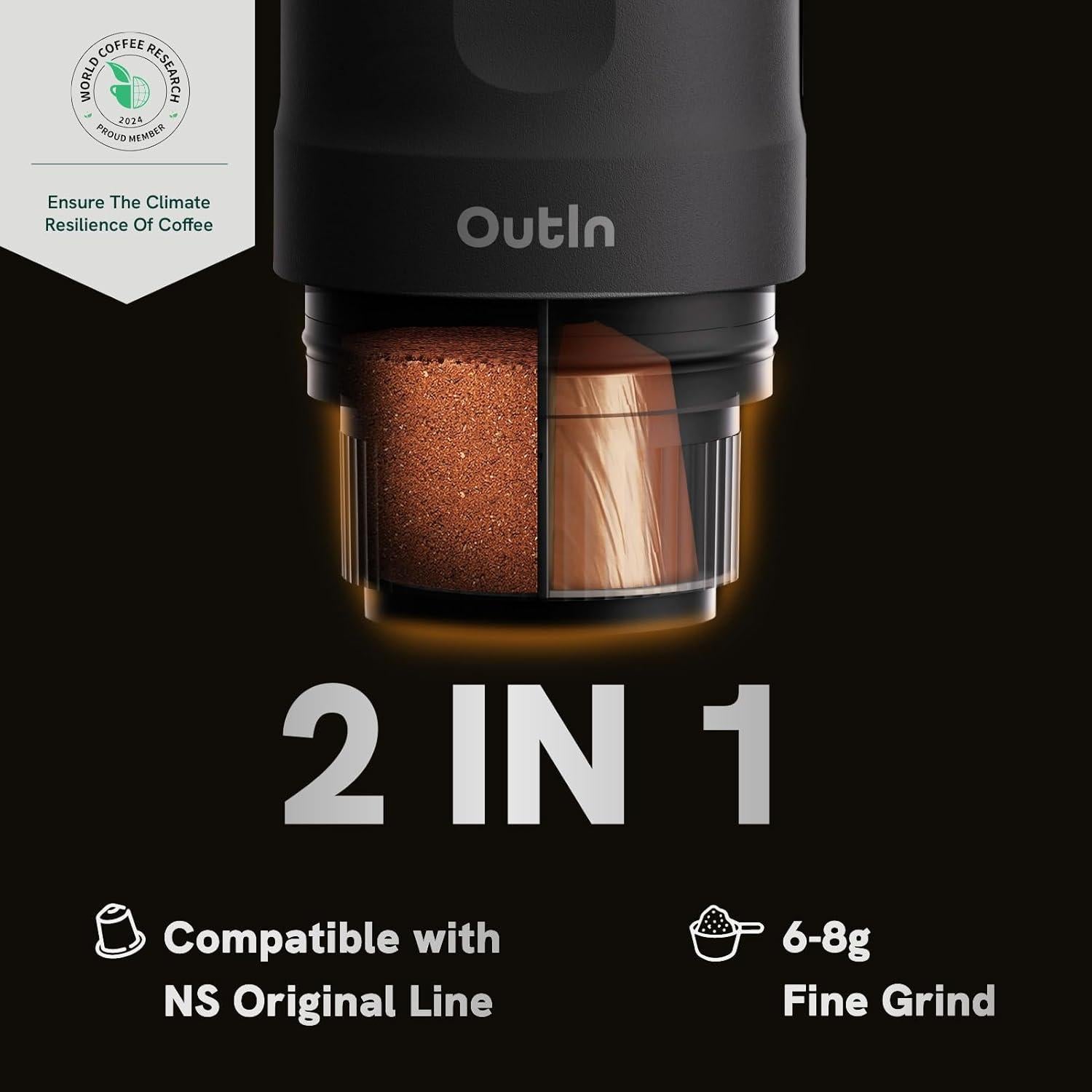 Cafetera de Espresso Portátil OutIn Nano Verde Bosque 7500mAh