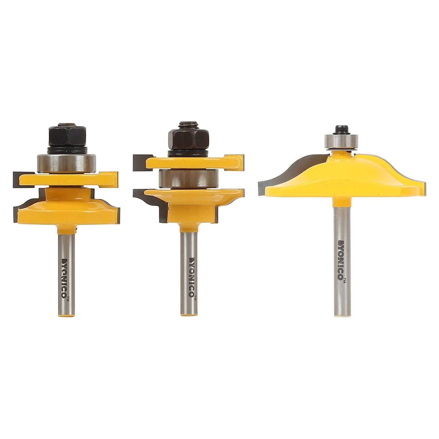 Juego de Brocas Router YONICO 3 Piezas Ogee 0,64 cm Shank