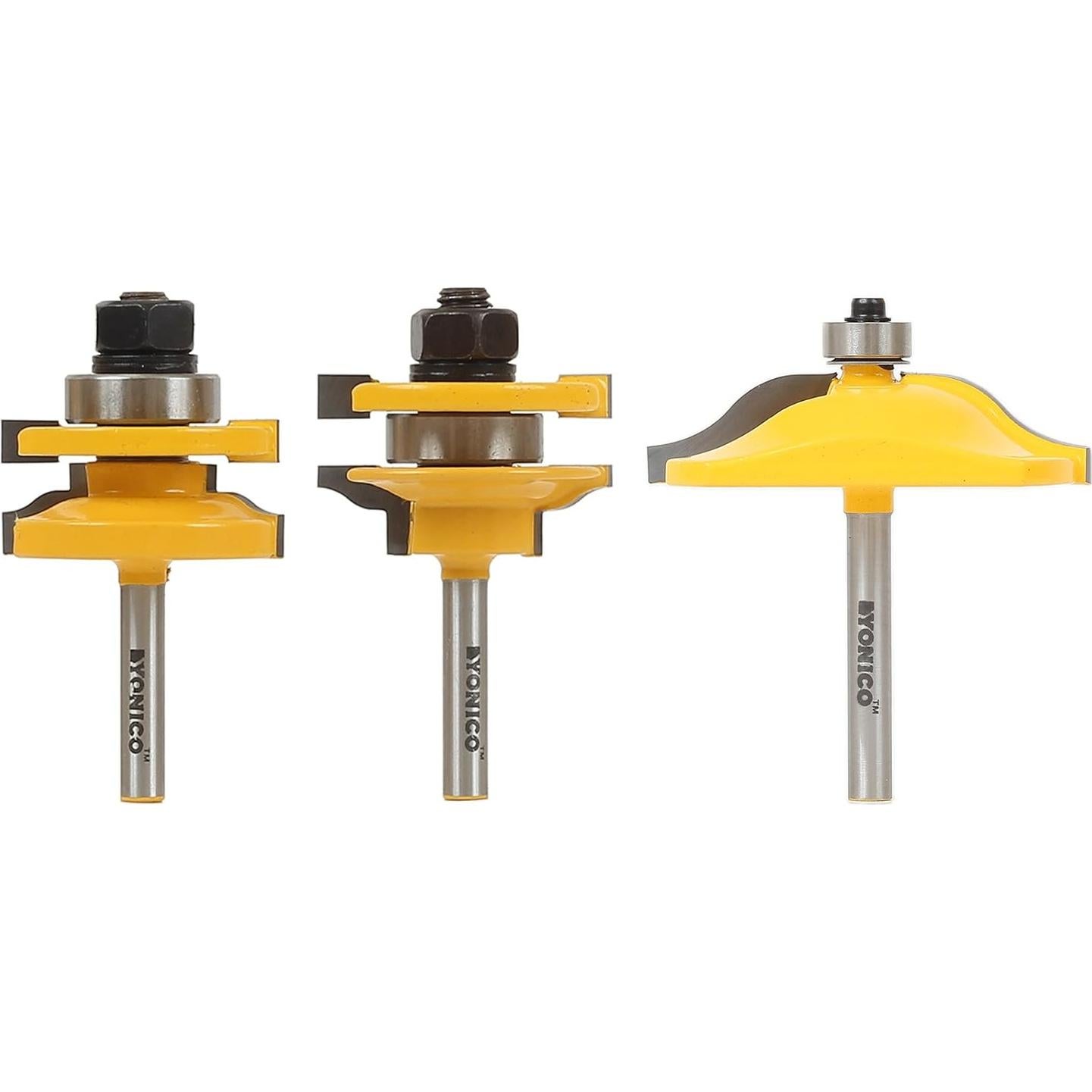 Juego de Brocas Router YONICO 3 Piezas Ogee 0,64 cm Shank