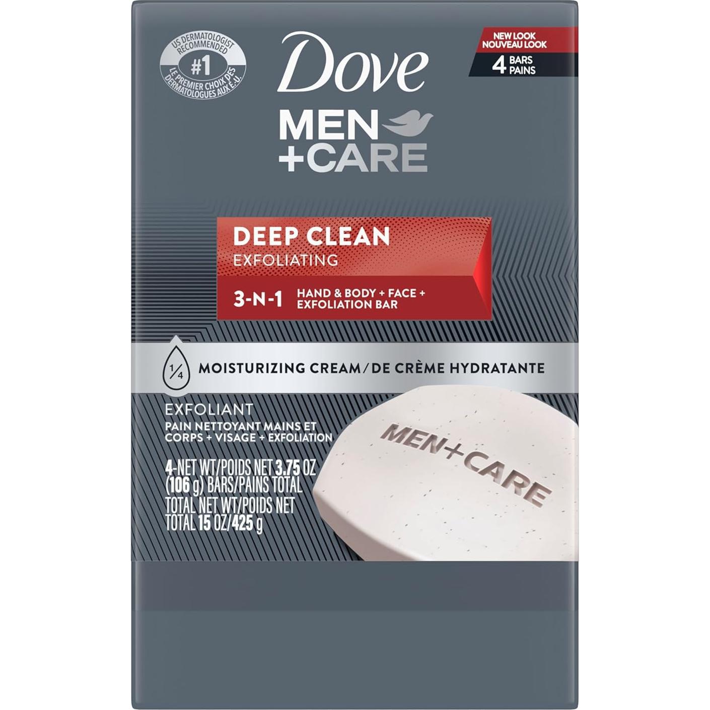 Jabón en Barra Dove Men+Care 4x106.3g Limpieza Profunda