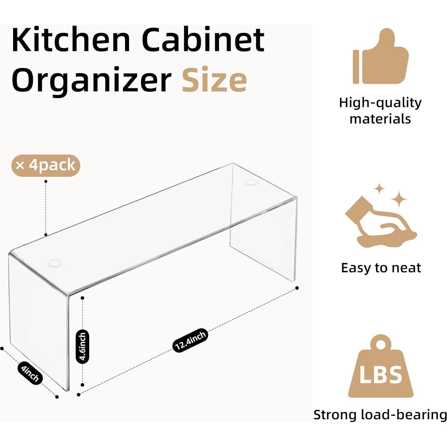 4 Organizadores de Estantes de Acrílico Aminigram 31.5x11.7cm