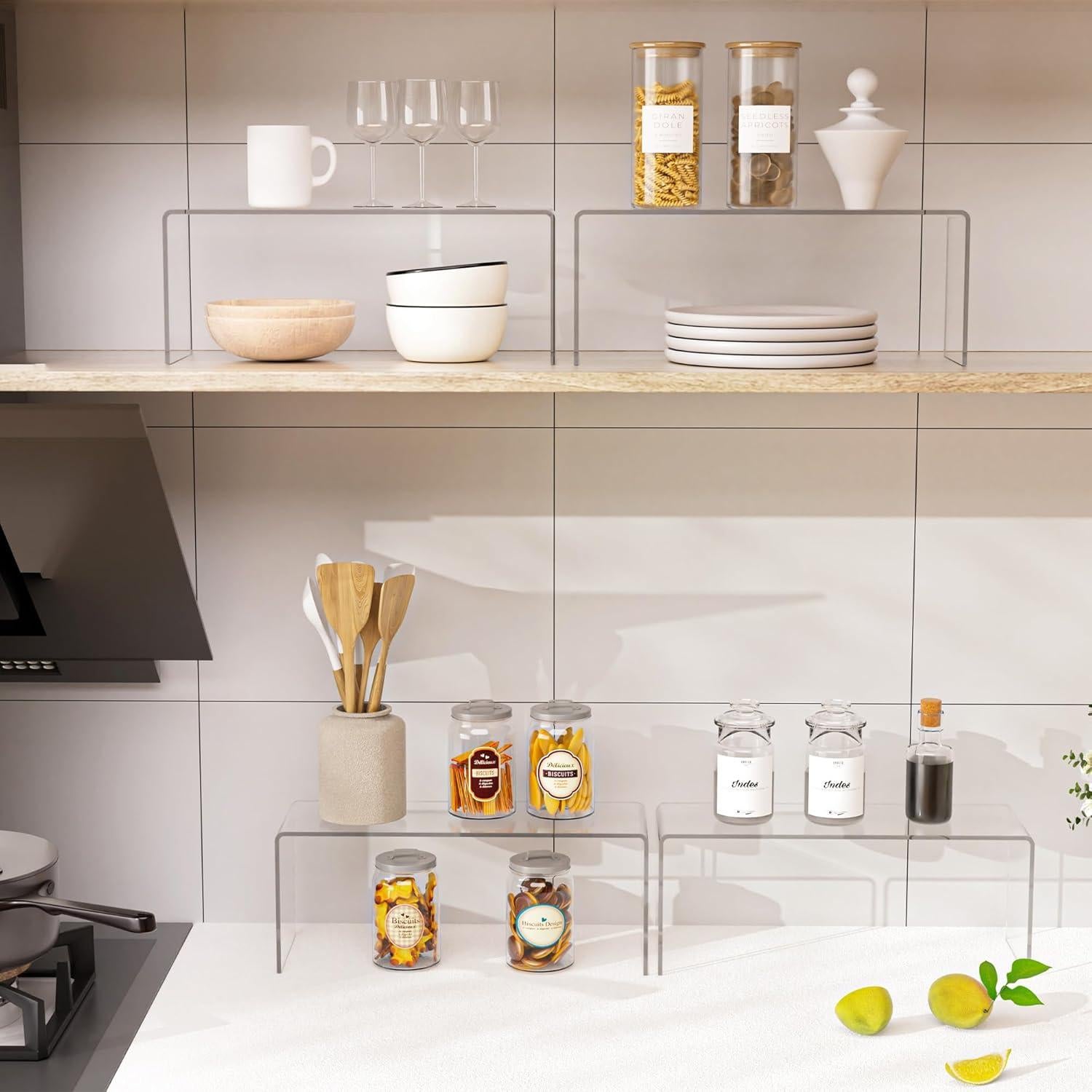 4 Organizadores de Estantes de Acrílico Aminigram 31.5x11.7cm