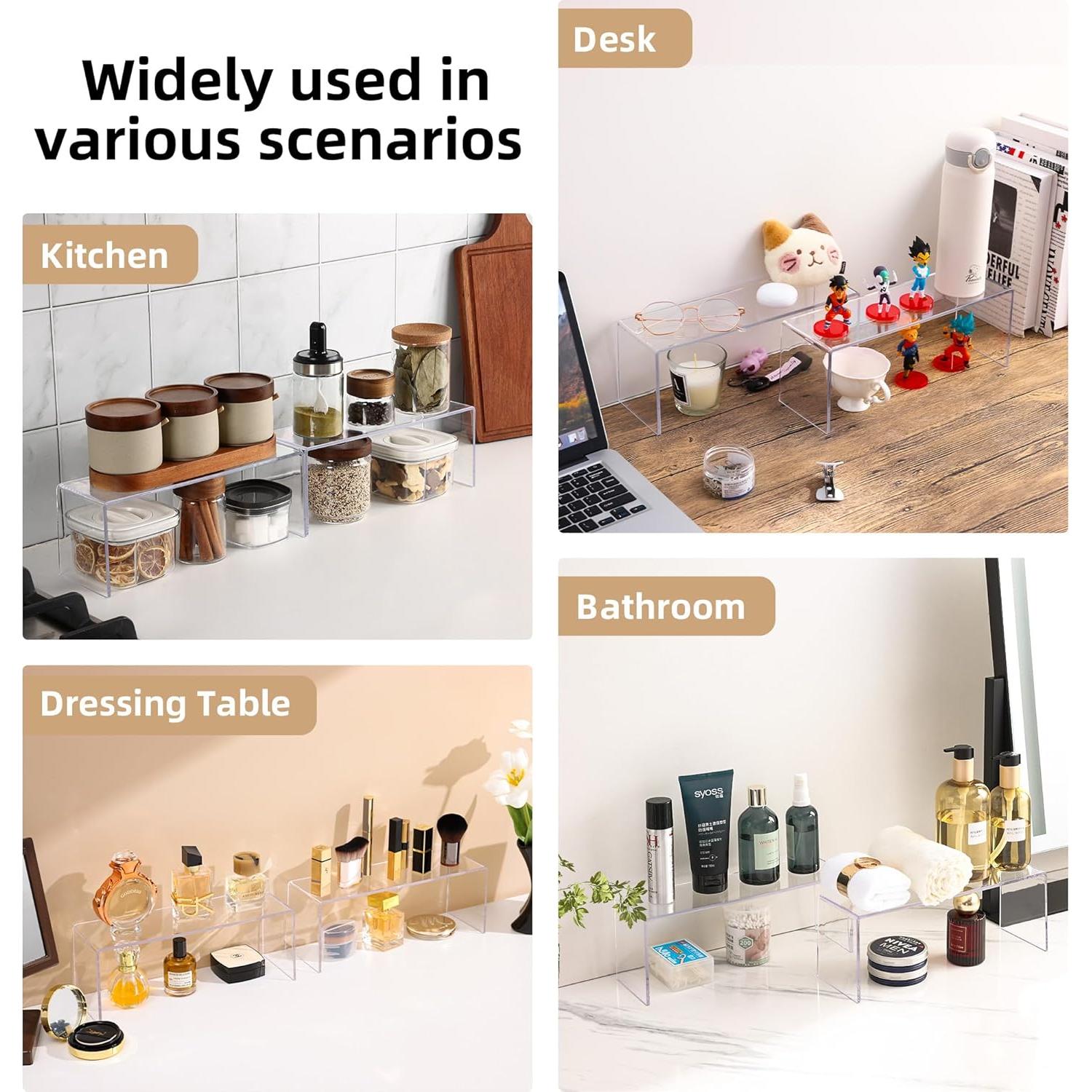 4 Organizadores de Estantes de Acrílico Aminigram 31.5x11.7cm