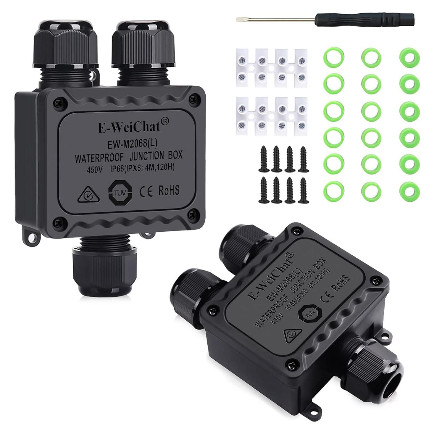 Caja de Conexiones Impermeable IP68 Allaounion 2 PCS 3 Vías