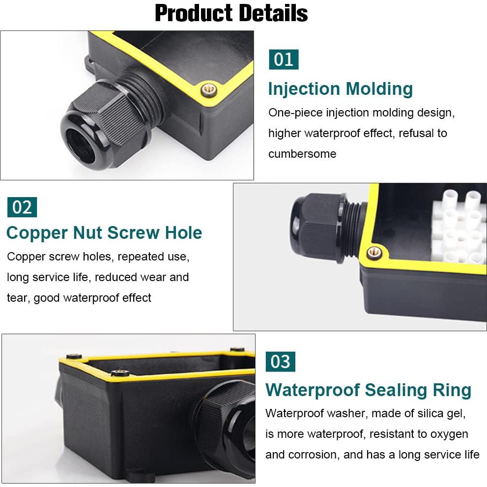 Caja de Conexiones Impermeable IP68 Allaounion 2 PCS 3 Vías