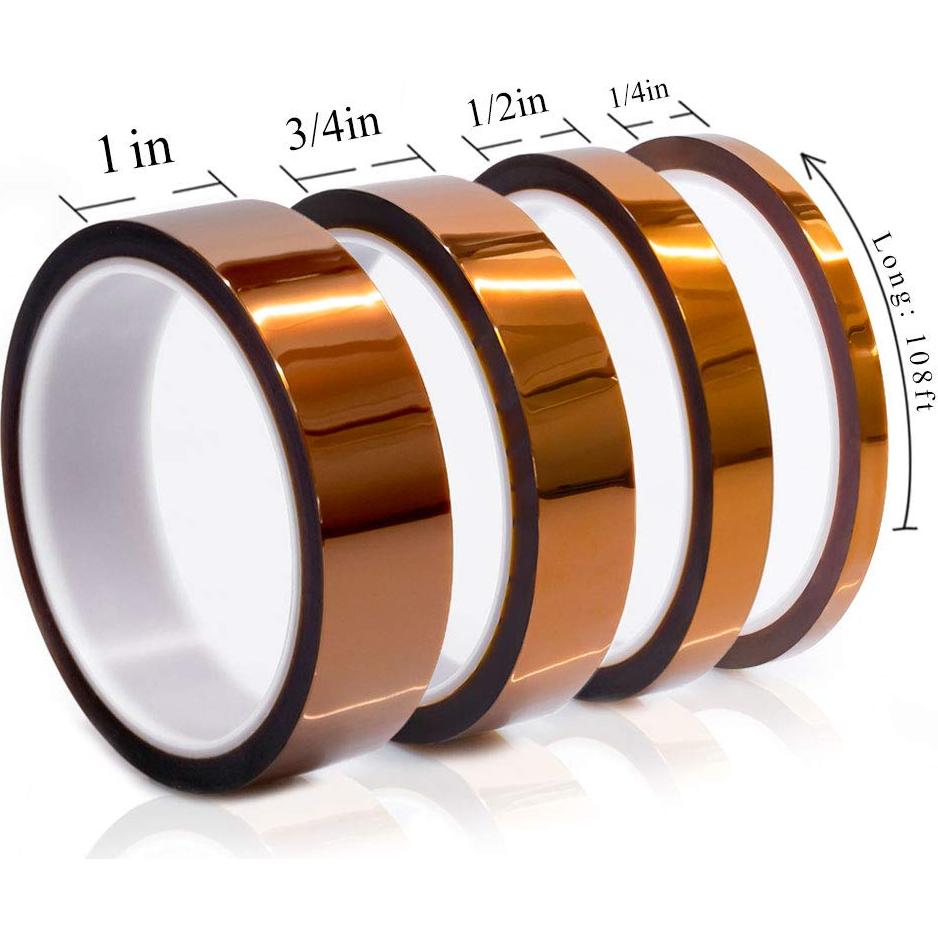 Cinta de Alta Temperatura MYJOR Kapton 4 Rollos 1/4" a 1"