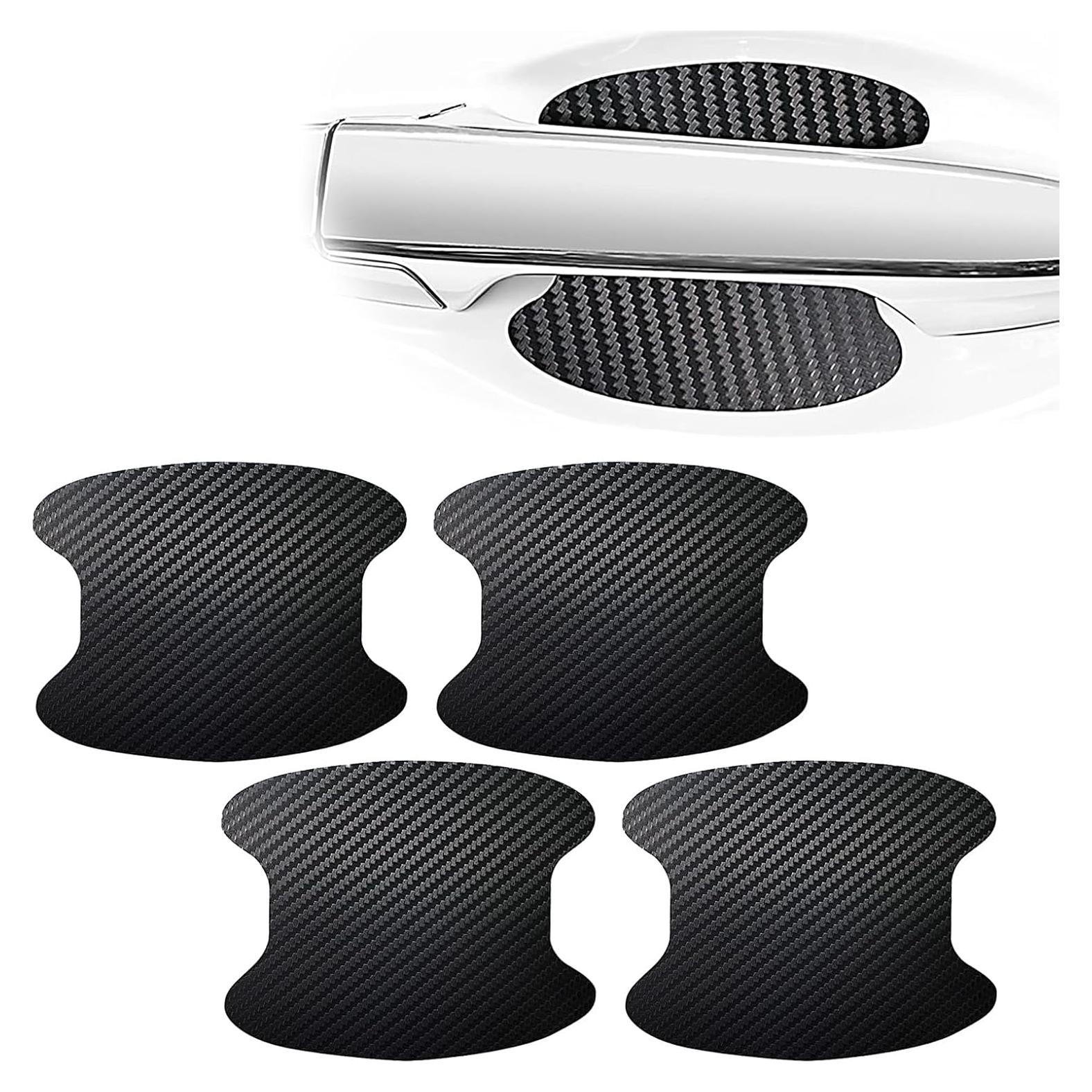 gunhunt 4 PCS Car Door Handle Scratch Protectors, Carbon Fiber Handle Cover Anti Scratch Stickers, Door Handle Cups Protective Film Bowl Sticker (Black)