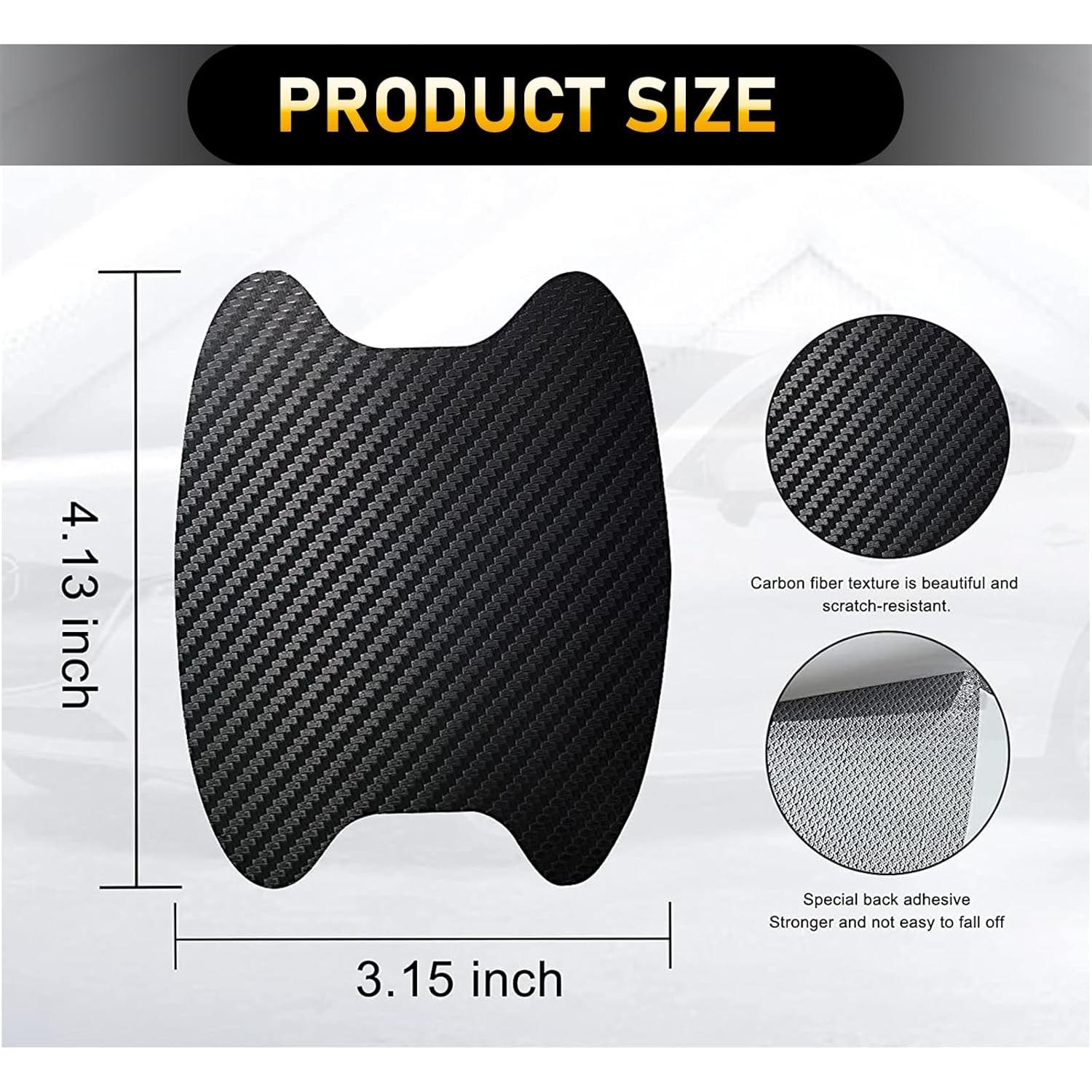 gunhunt 4 PCS Car Door Handle Scratch Protectors, Carbon Fiber Handle Cover Anti Scratch Stickers, Door Handle Cups Protective Film Bowl Sticker (Black)