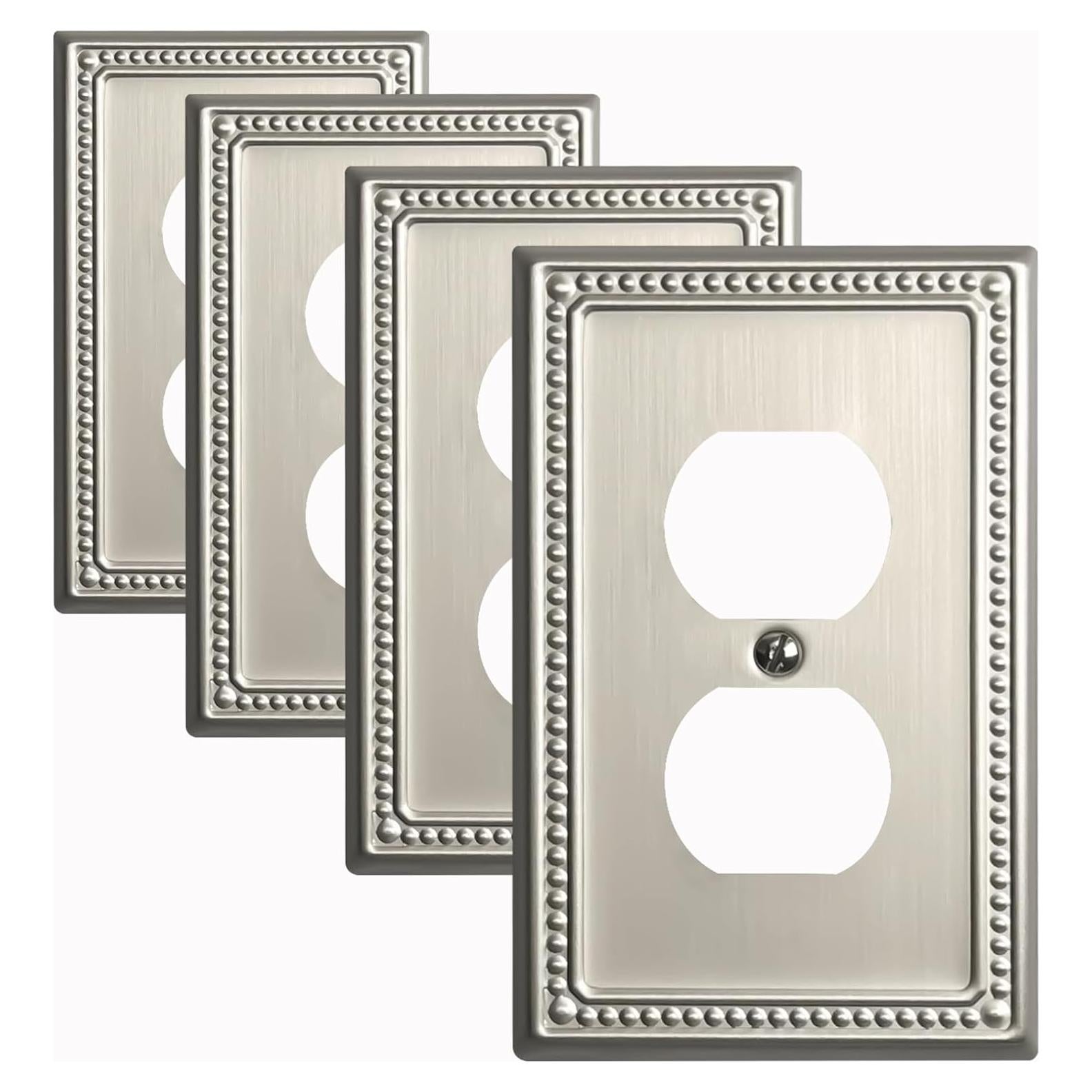 Cubiertas de Interruptor de Luz Kisrvopn Niquel Satinado - Paquete de 4