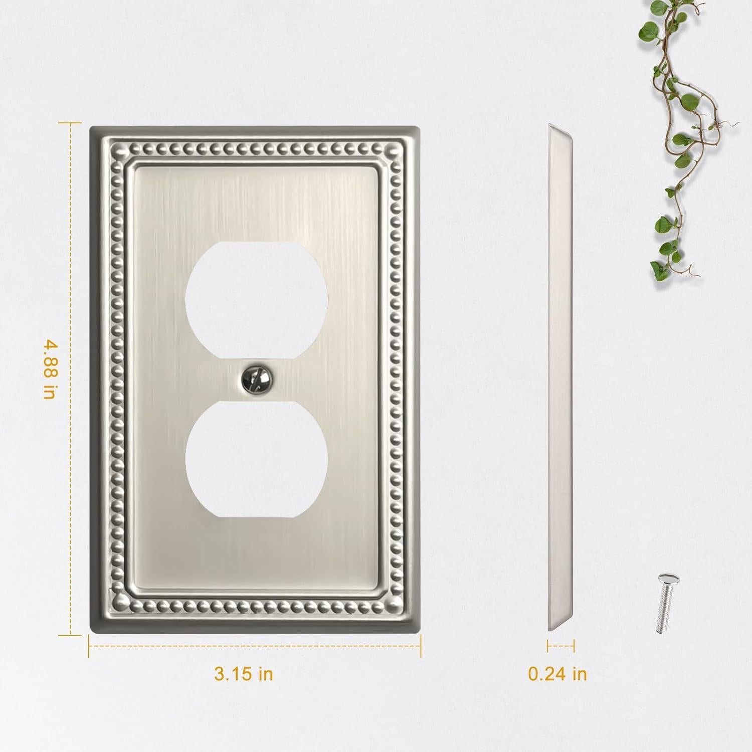 Cubiertas de Interruptor de Luz Kisrvopn Niquel Satinado - Paquete de 4