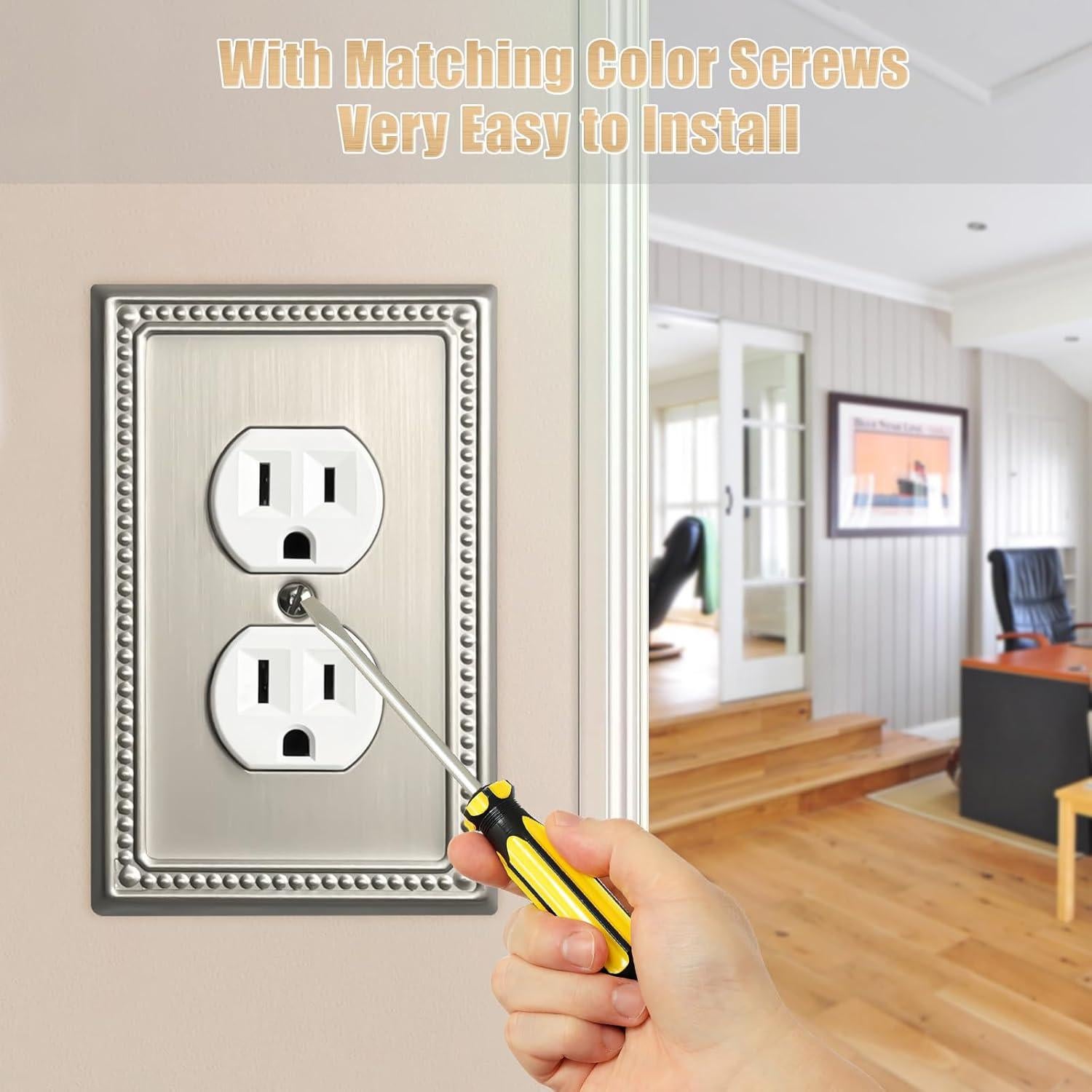 Cubiertas de Interruptor de Luz Kisrvopn Niquel Satinado - Paquete de 4