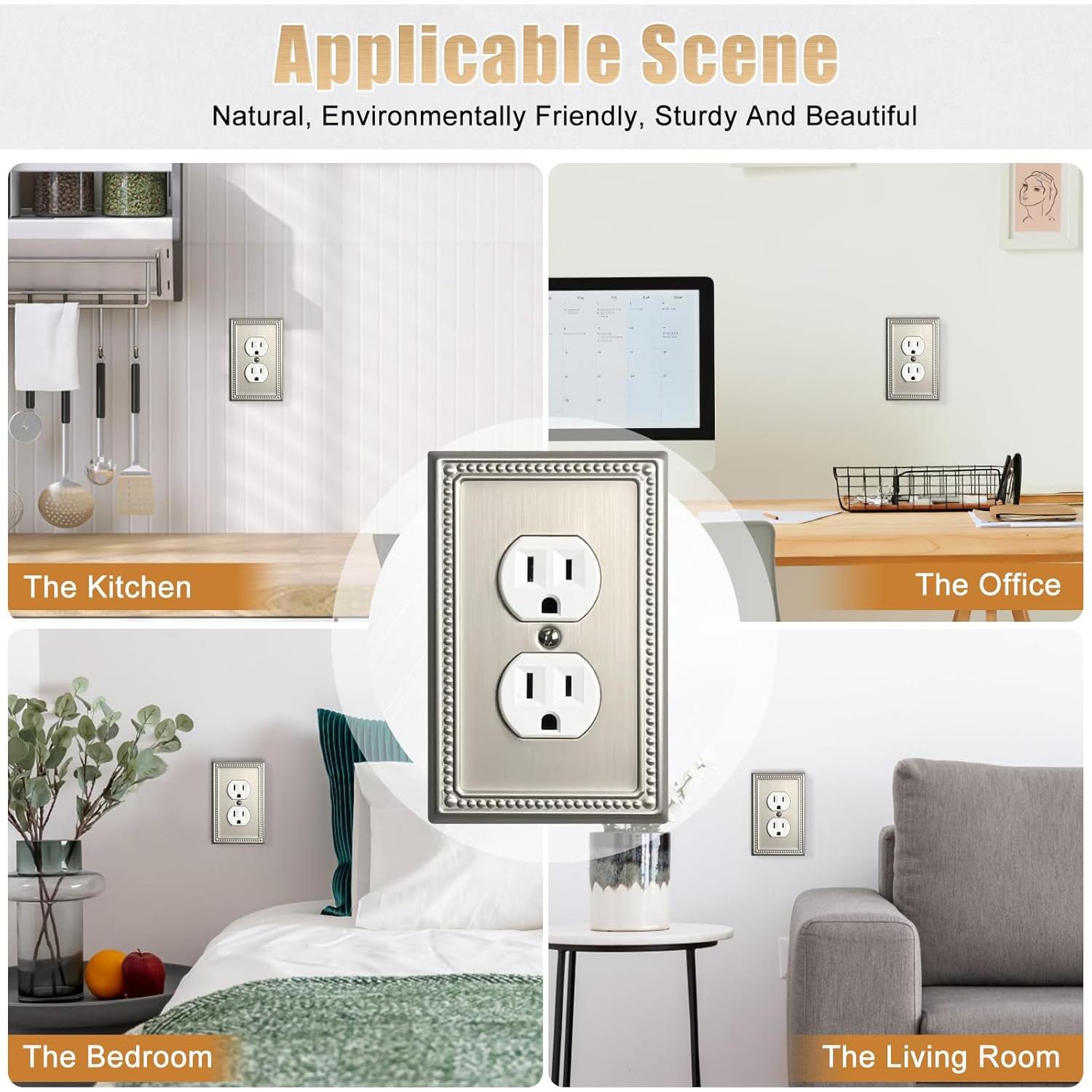 Cubiertas de Interruptor de Luz Kisrvopn Niquel Satinado - Paquete de 4