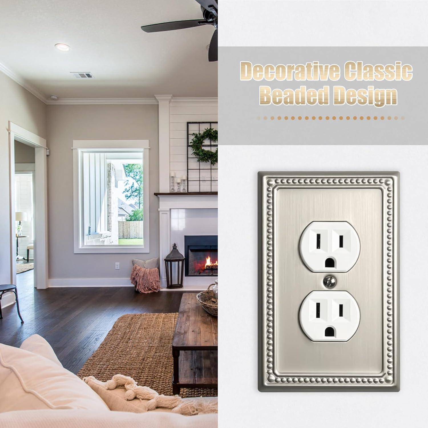 Cubiertas de Interruptor de Luz Kisrvopn Niquel Satinado - Paquete de 4