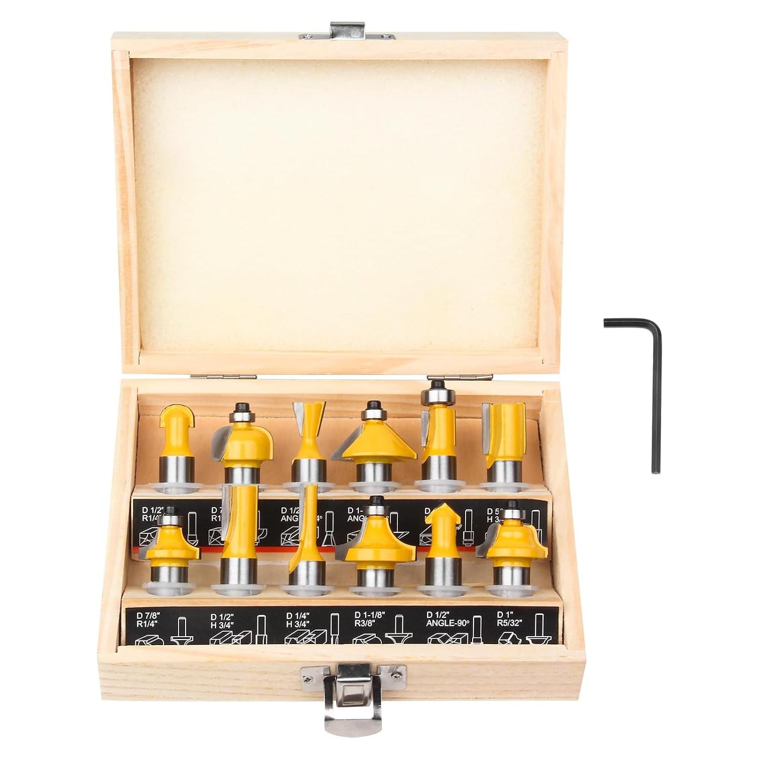 Juego de Brocas para Router BAIDETS 12 Piezas 1/2" Mango