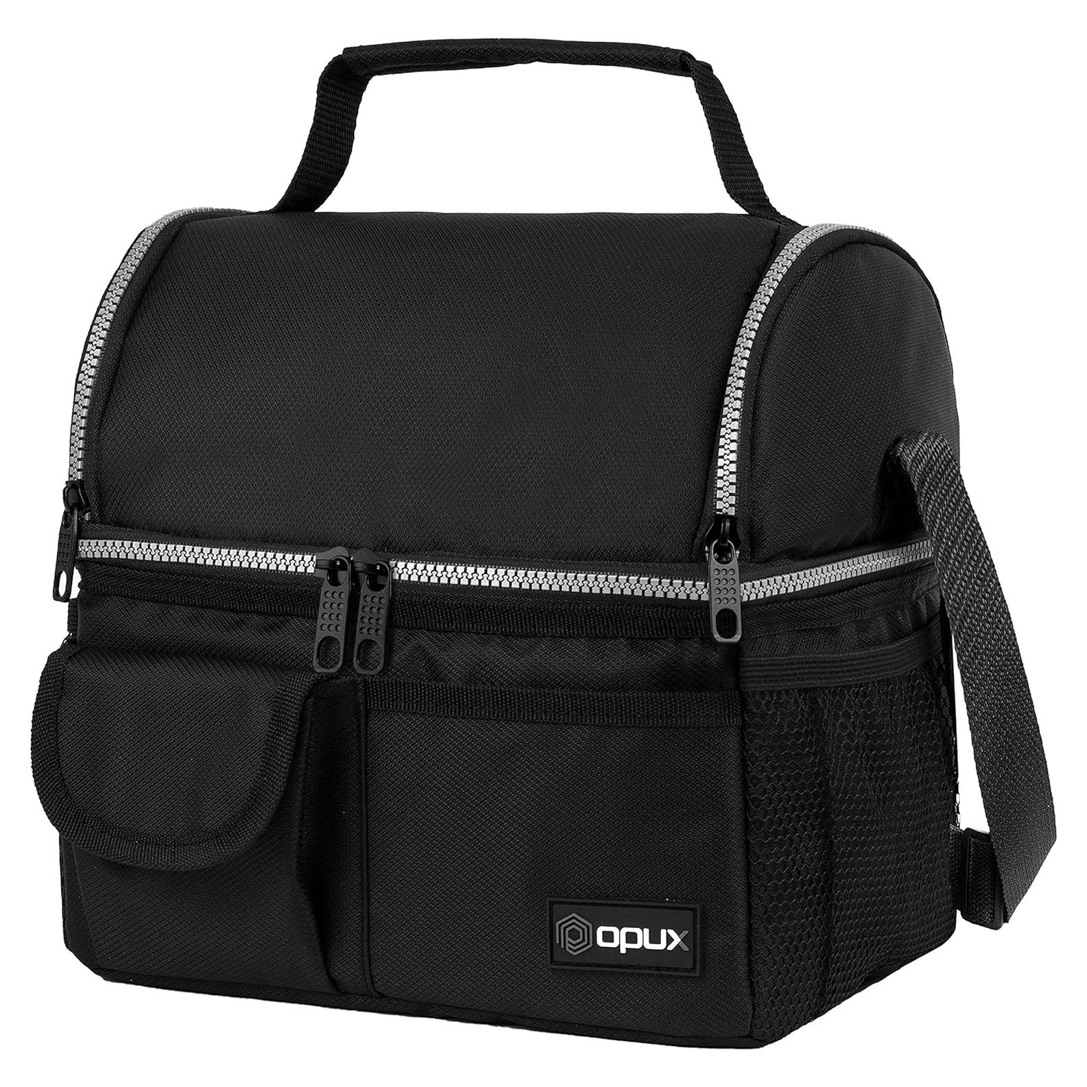 Bolsa Térmica de Almuerzo OPUX Negra Doble Compartimento 10L
