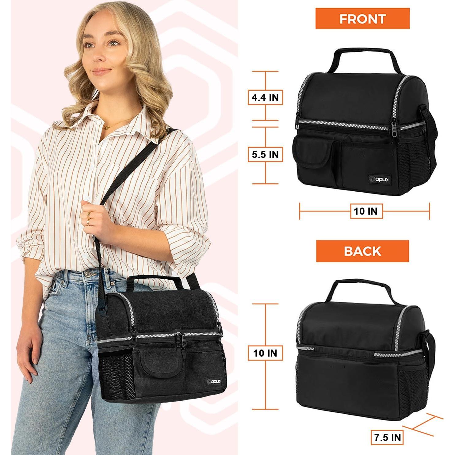 Bolsa Térmica de Almuerzo OPUX Negra Doble Compartimento 10L