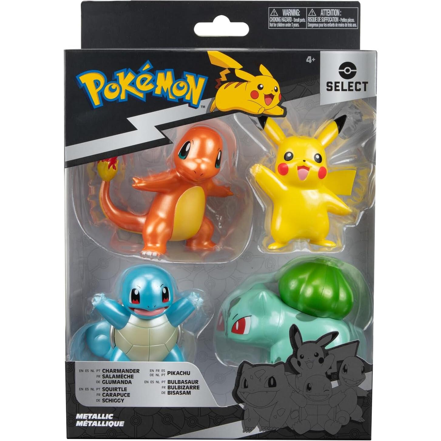 Paquete de Batalla Metálico Select Pokémon - 4 Figuras 7.5 cm