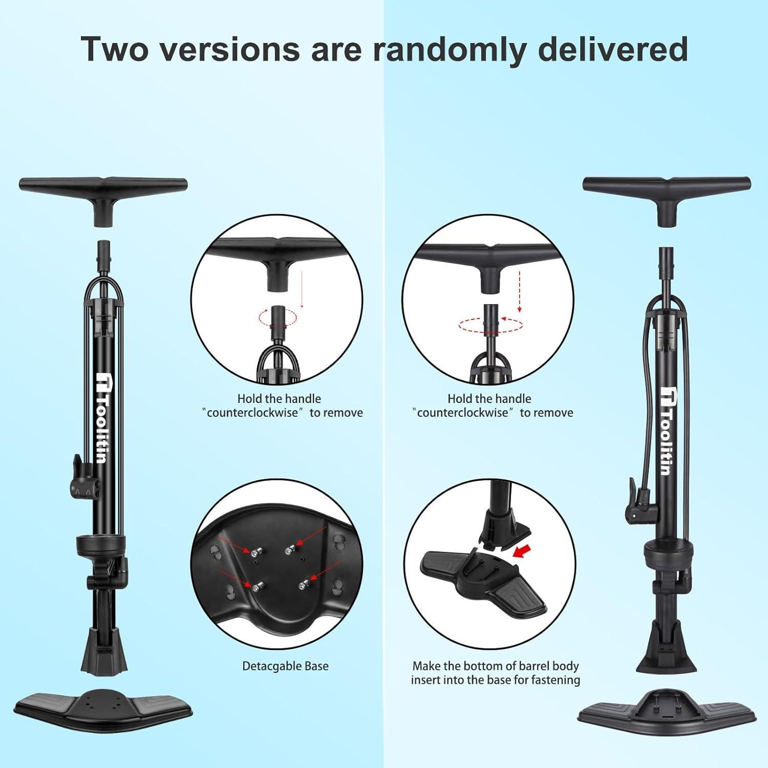 Bomba de Bicicleta TOOLITIN P38B-12 con Manómetro 160 PSI