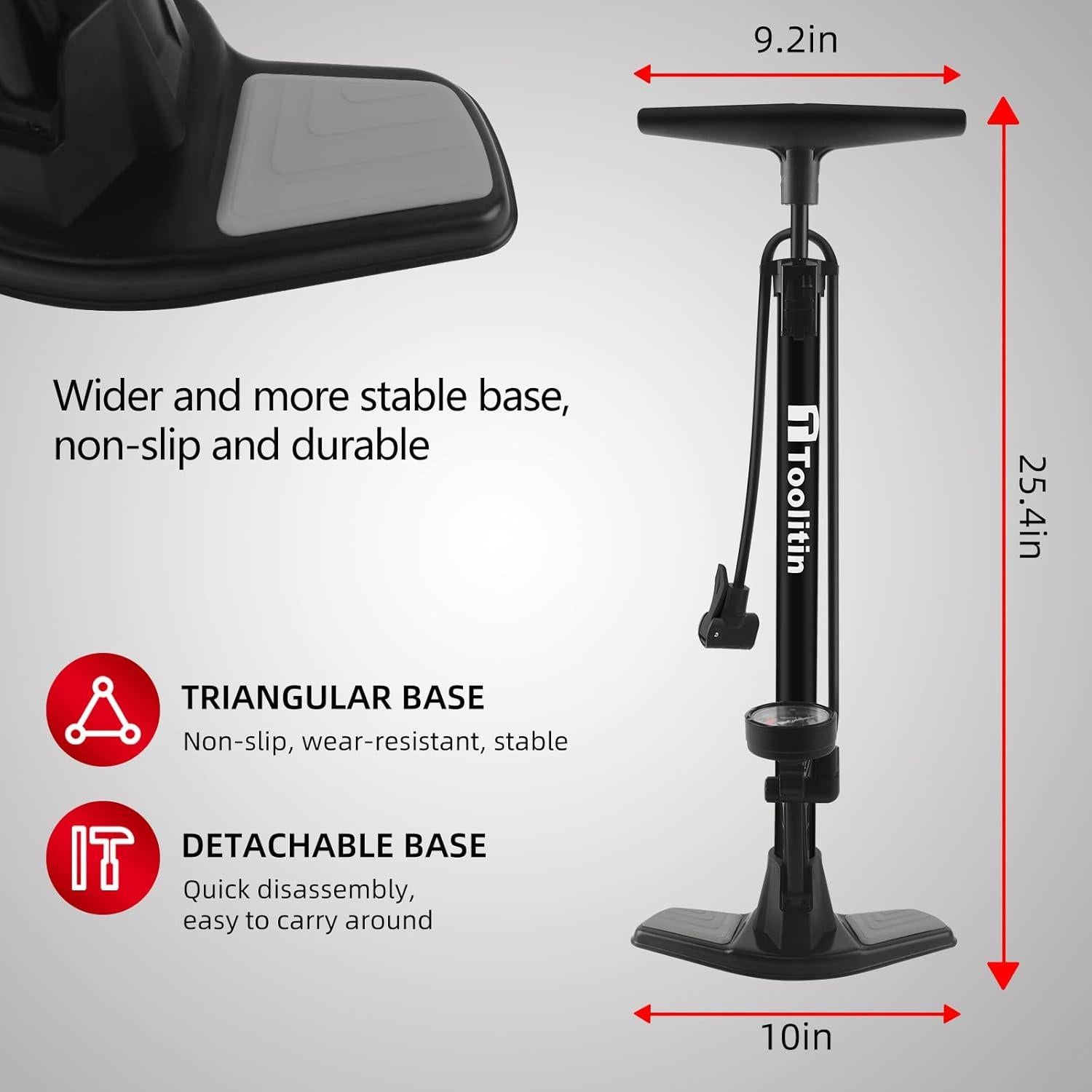 Bomba de Bicicleta TOOLITIN P38B-12 con Manómetro 160 PSI