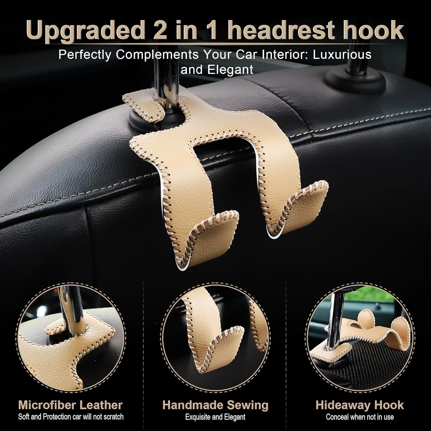 Gancho de reposacabezas LivTee 2 en 1 para auto - Beige