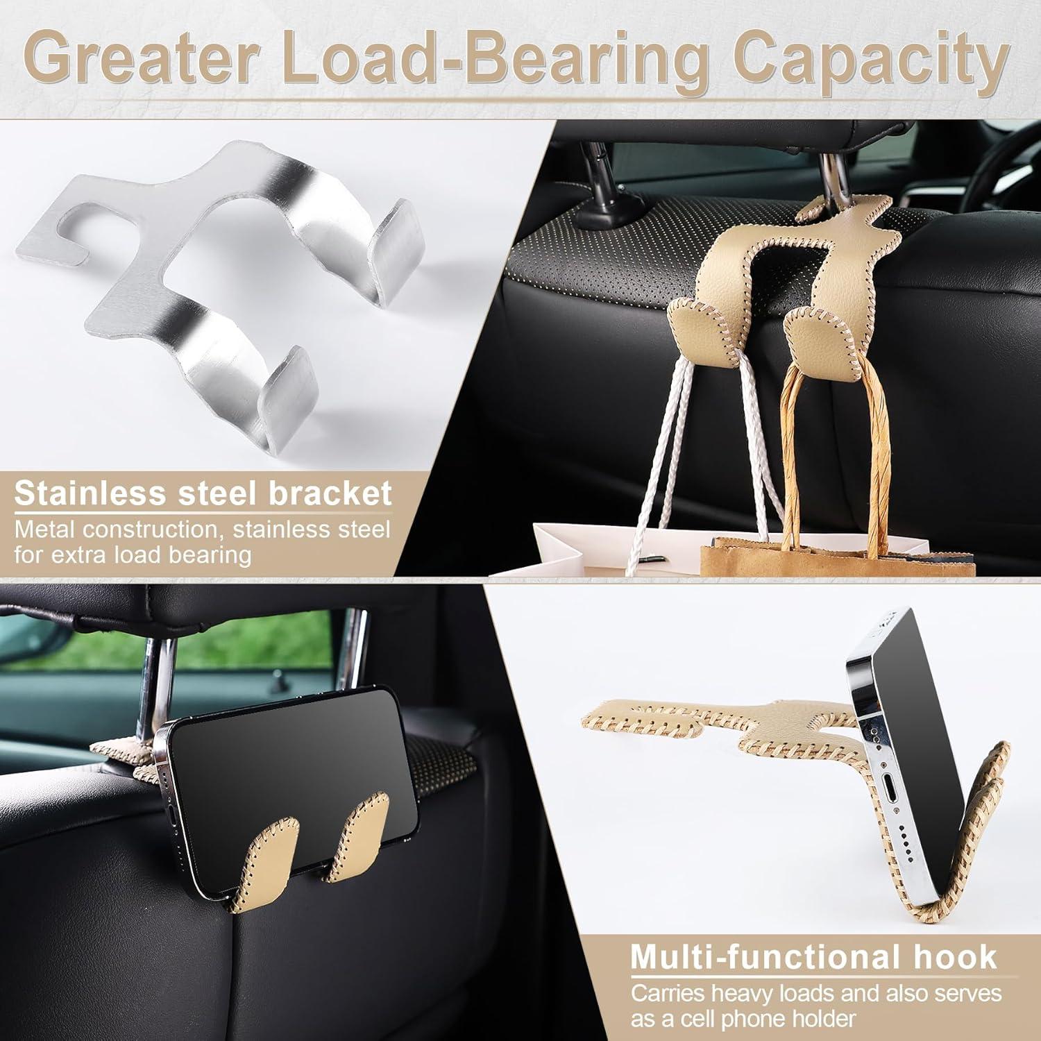 Gancho de reposacabezas LivTee 2 en 1 para auto - Beige