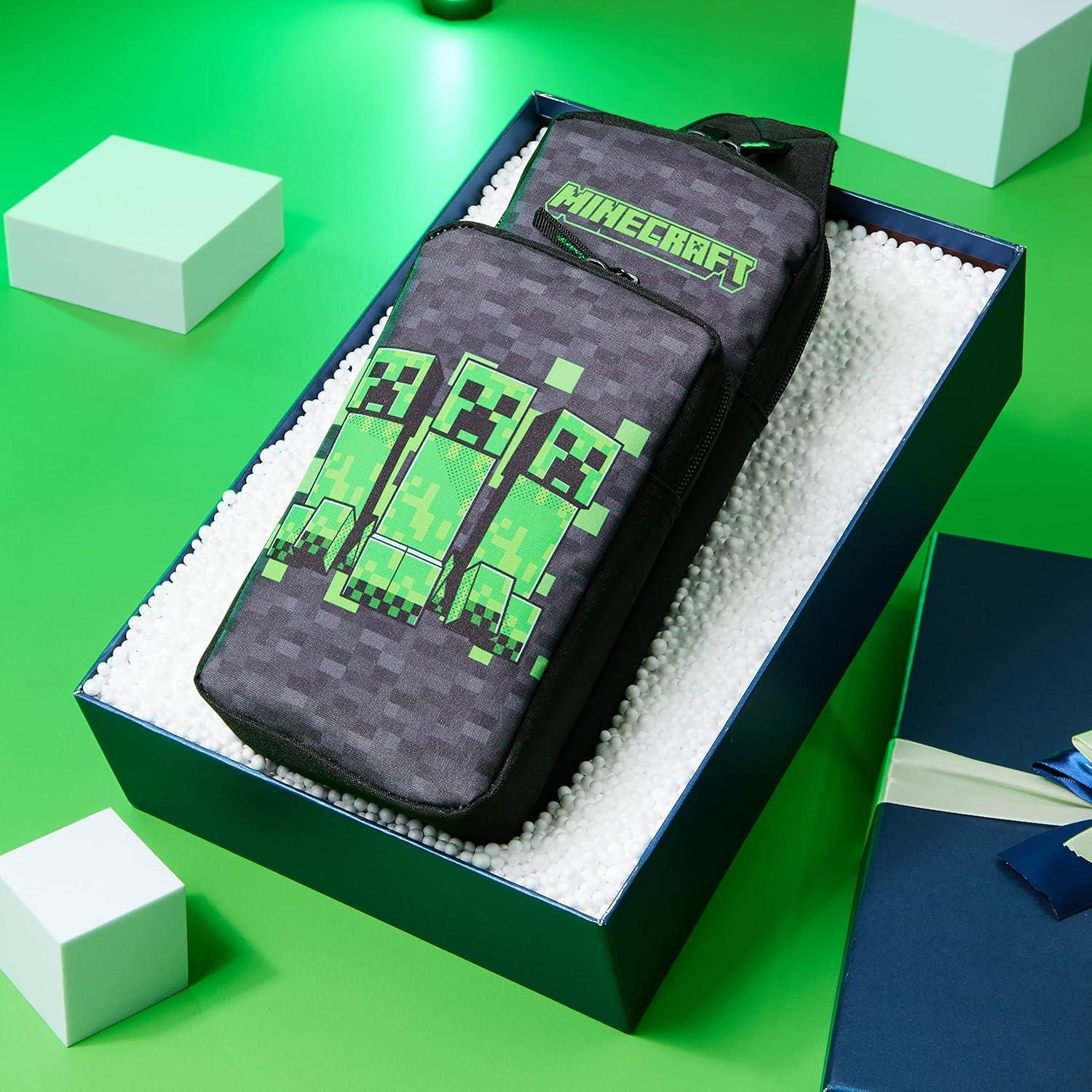 Bolsa Cruzada Sling Minecraft Creeper para Niños - Negro/Verde