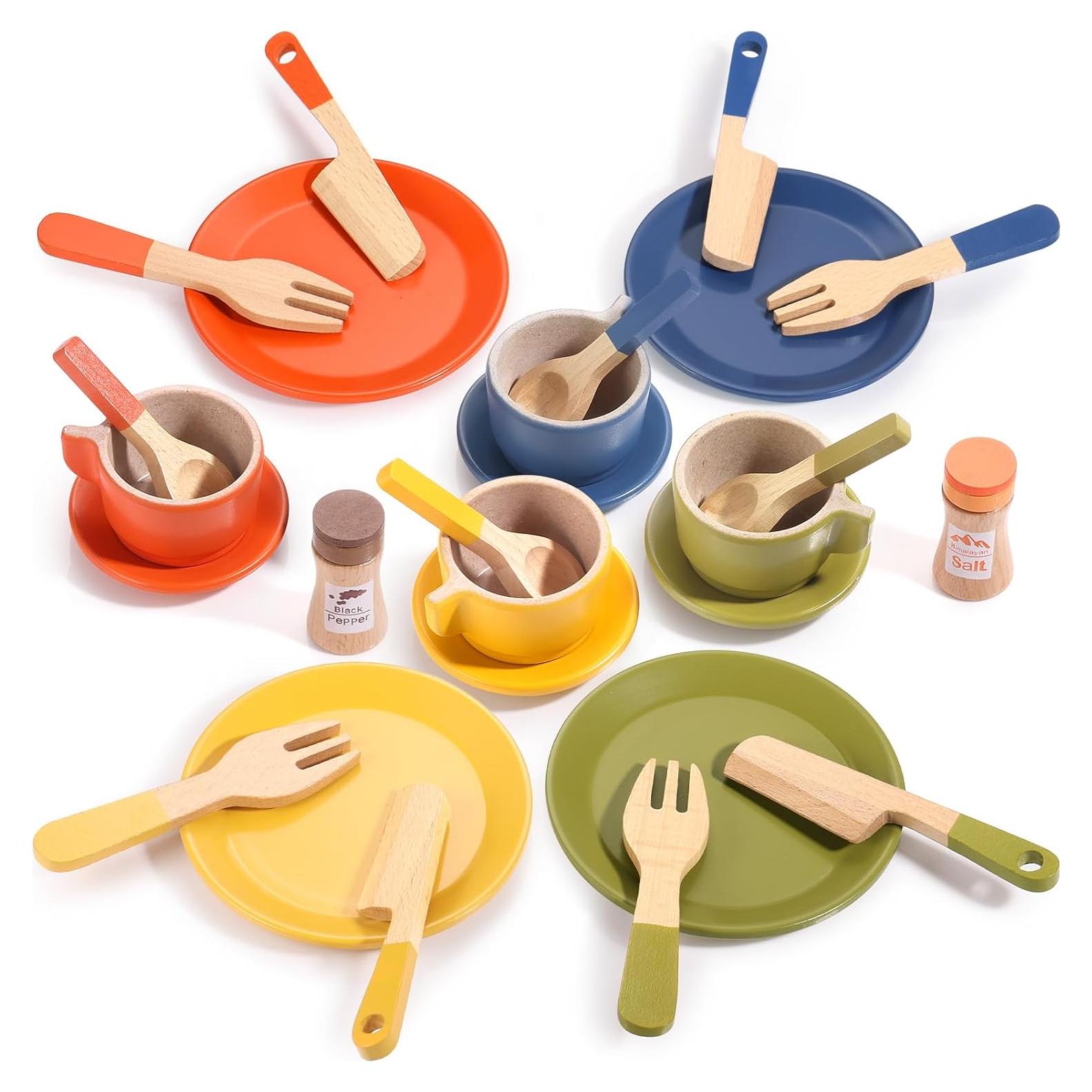 Conjunto de Comida de Madera GAGAKU 26PCS para Cocina Infantil