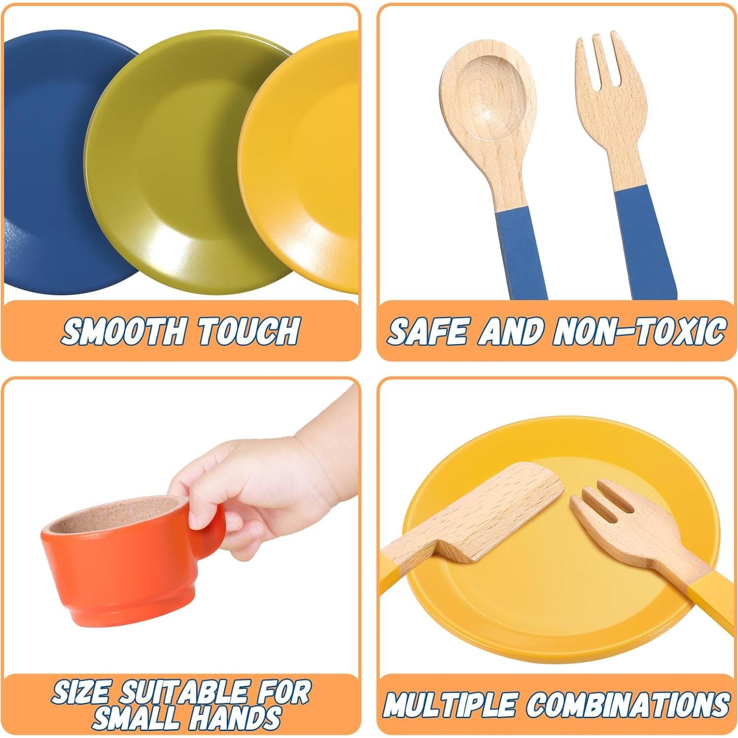 Conjunto de Comida de Madera GAGAKU 26PCS para Cocina Infantil