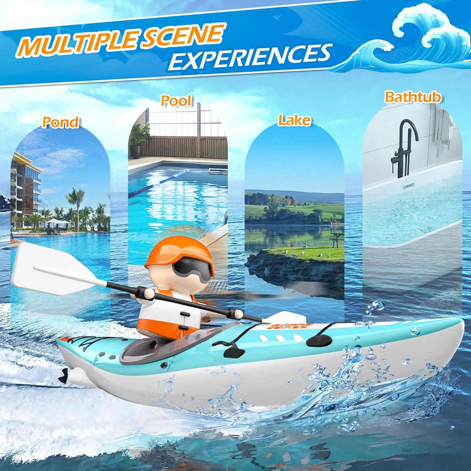 Barco Kayak RC CANKETEC Azul 16 cm Control Remoto Niños