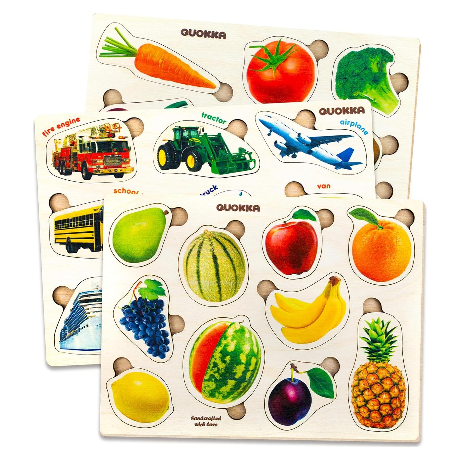 Rompecabezas de Madera QUOKKA 3 en 1 para Niños 1-5 Años