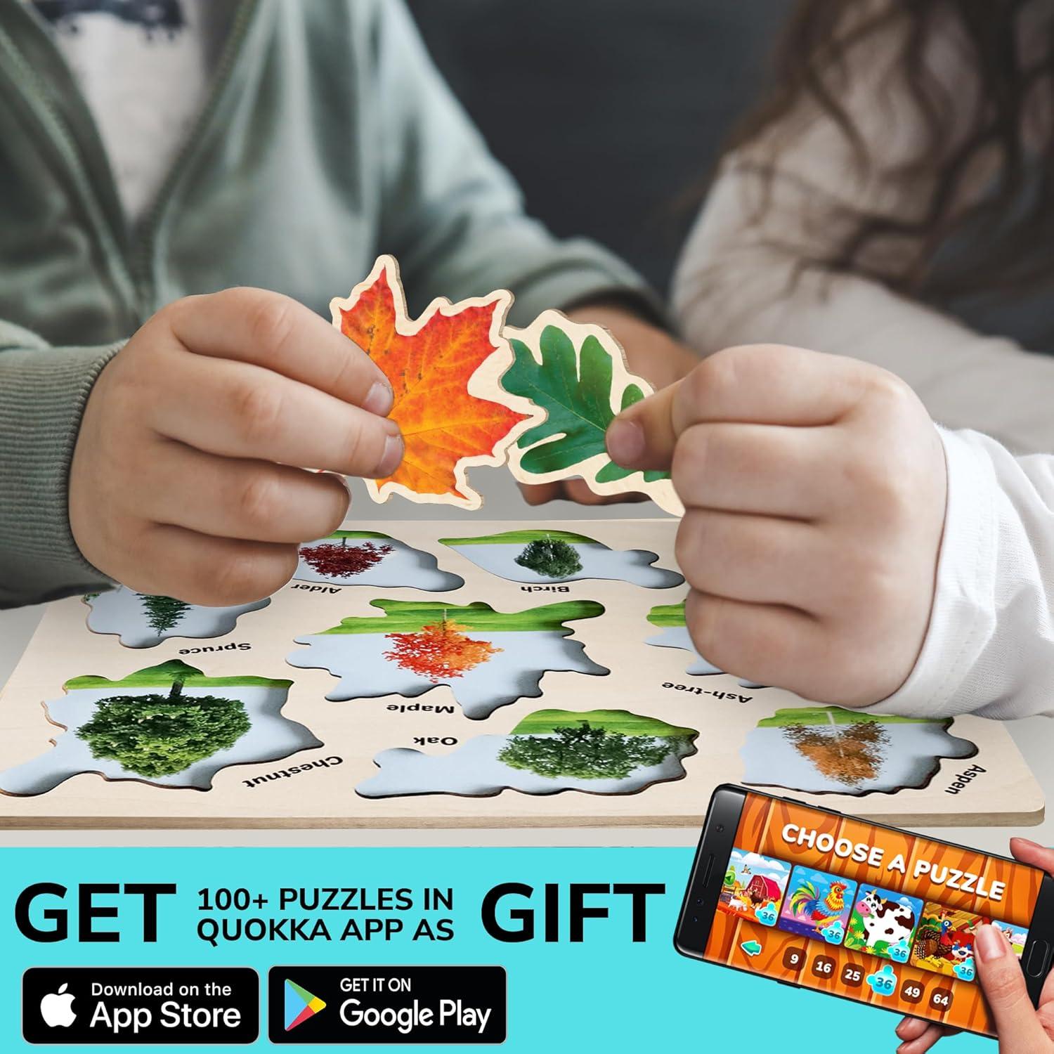 Rompecabezas de Madera QUOKKA - Set de 3 Juguetes Montessori para Niños 1-5 Años