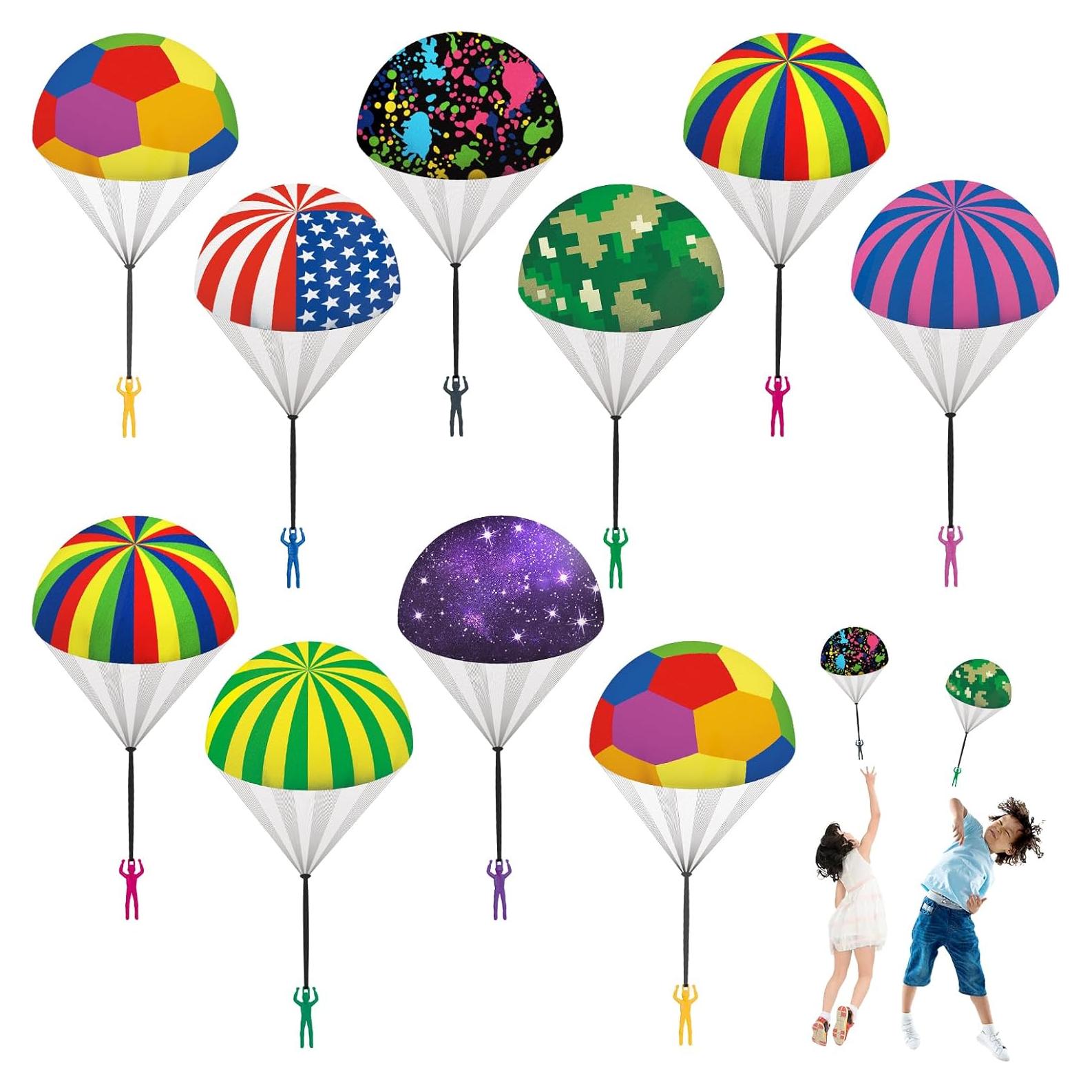 Parachute Toy for Kids, Outdoor Flying Toys Parachute Men, Inside & Outside Toys for 3 4 5 6 7 8 9 10 11 12 Year Old Kids Boys, Rainbow Army Toys Party Favors Birthday Gift
