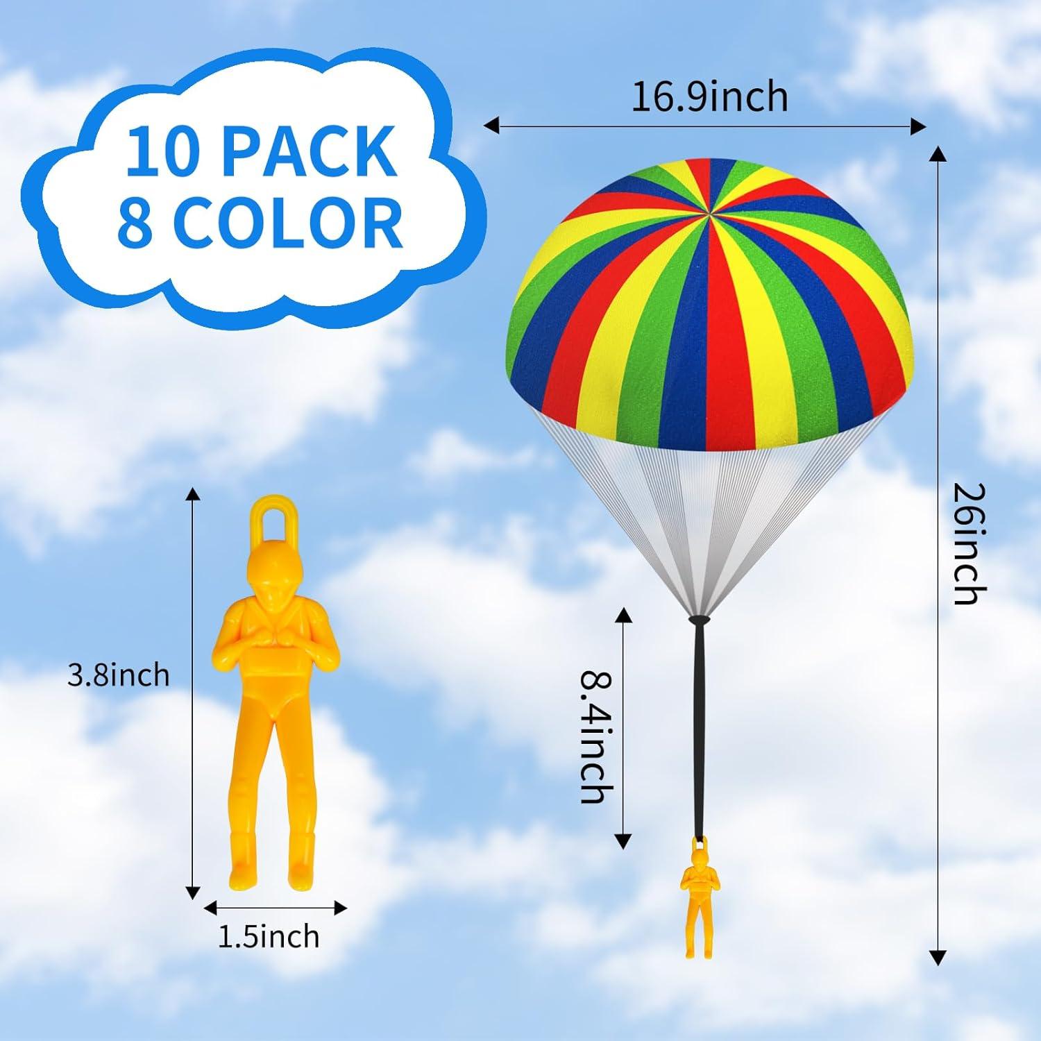 Parachute Toy for Kids, Outdoor Flying Toys Parachute Men, Inside & Outside Toys for 3 4 5 6 7 8 9 10 11 12 Year Old Kids Boys, Rainbow Army Toys Party Favors Birthday Gift