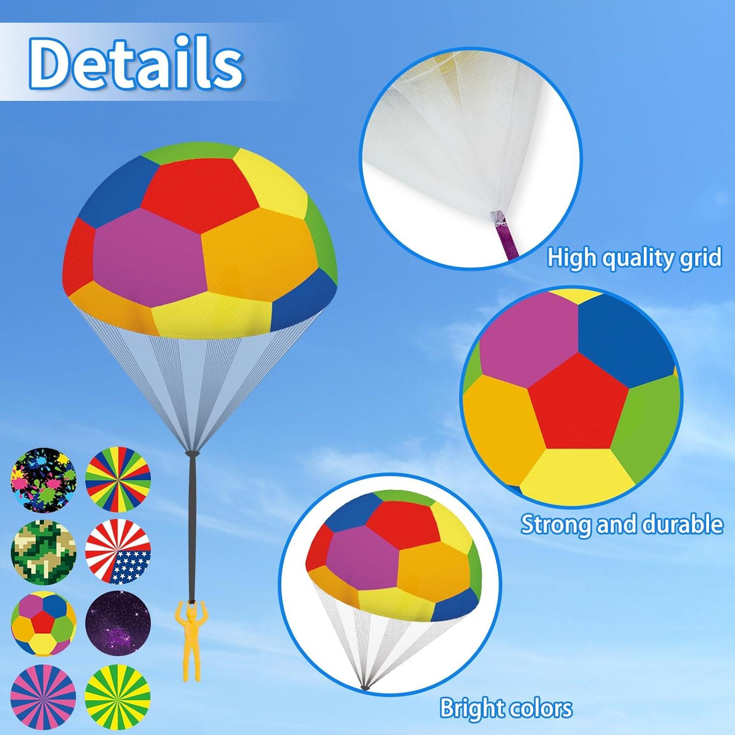 Parachute Toy for Kids, Outdoor Flying Toys Parachute Men, Inside & Outside Toys for 3 4 5 6 7 8 9 10 11 12 Year Old Kids Boys, Rainbow Army Toys Party Favors Birthday Gift