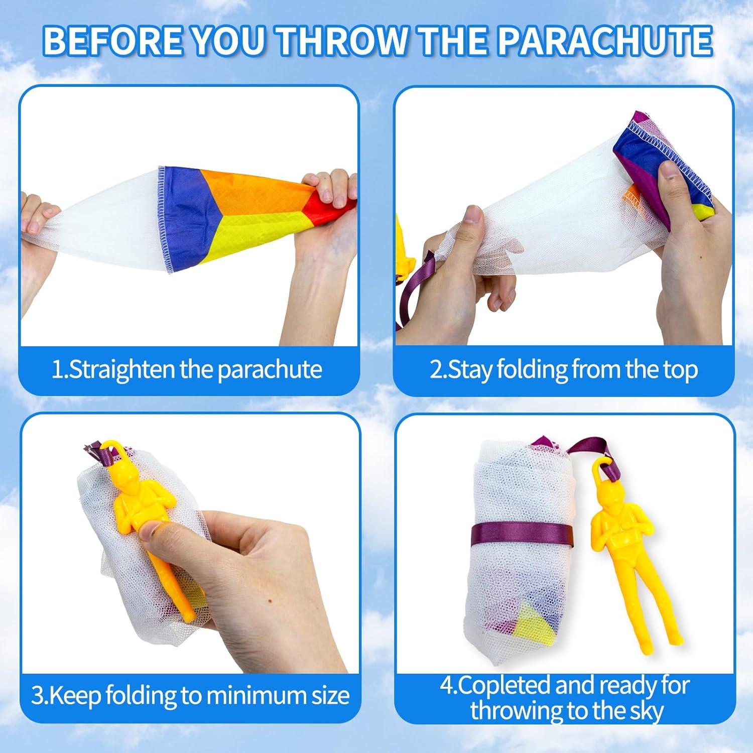 Parachute Toy for Kids, Outdoor Flying Toys Parachute Men, Inside & Outside Toys for 3 4 5 6 7 8 9 10 11 12 Year Old Kids Boys, Rainbow Army Toys Party Favors Birthday Gift