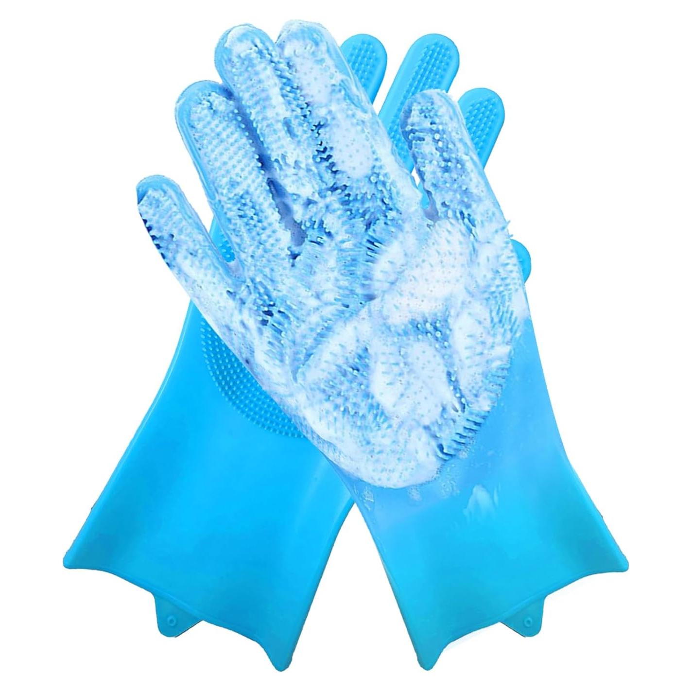 Guantes de Aseo para Mascotas NVNAN Azul - Cepillo Silicona