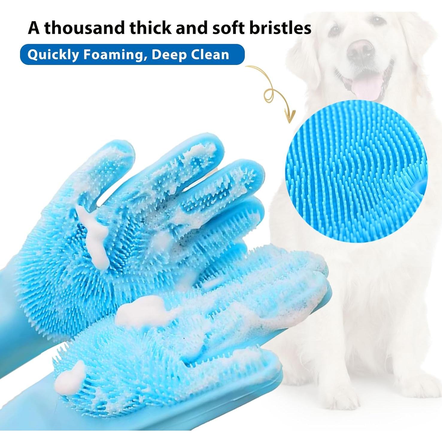 Guantes de Aseo para Mascotas NVNAN Azul - Cepillo Silicona