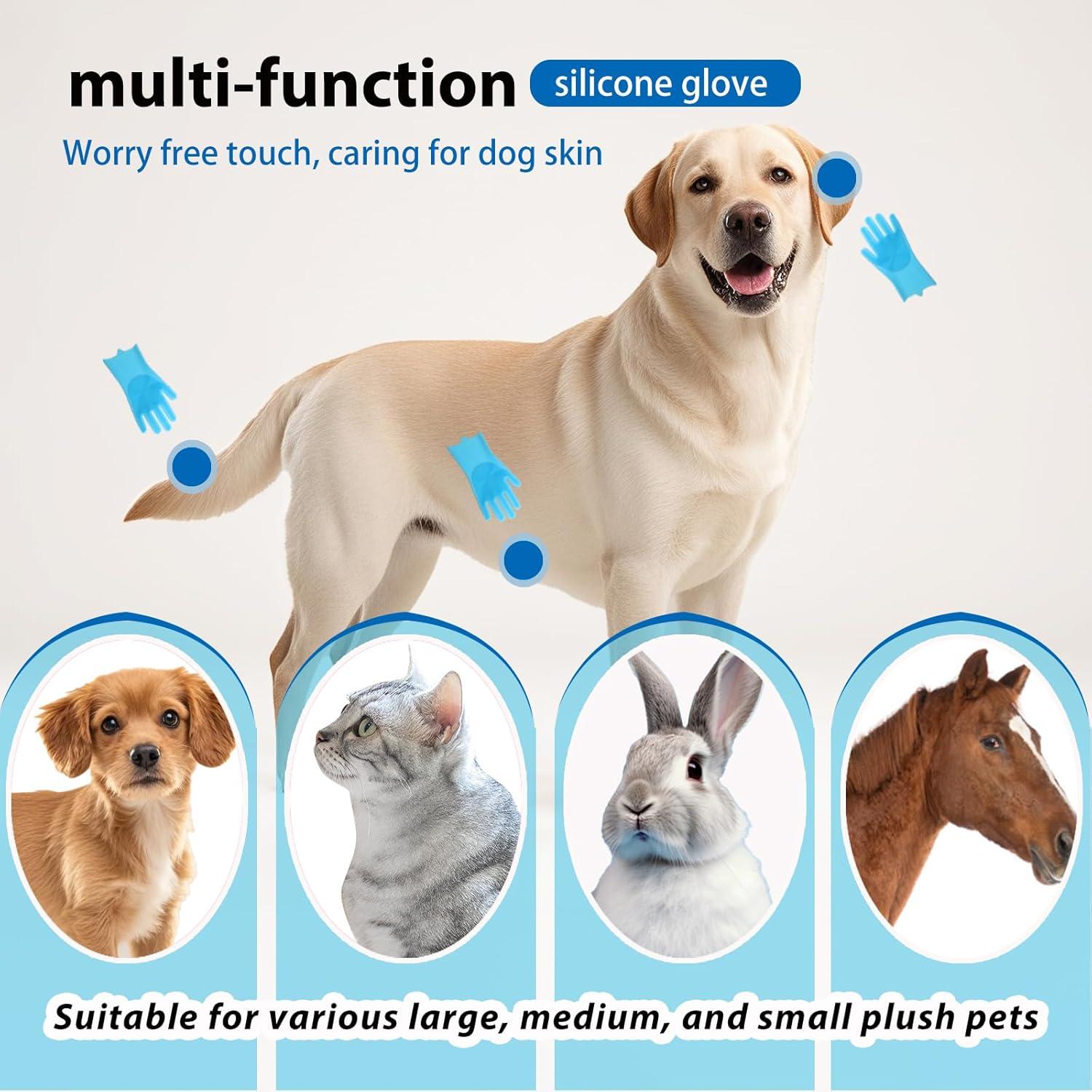 Guantes de Aseo para Mascotas NVNAN Azul - Cepillo Silicona