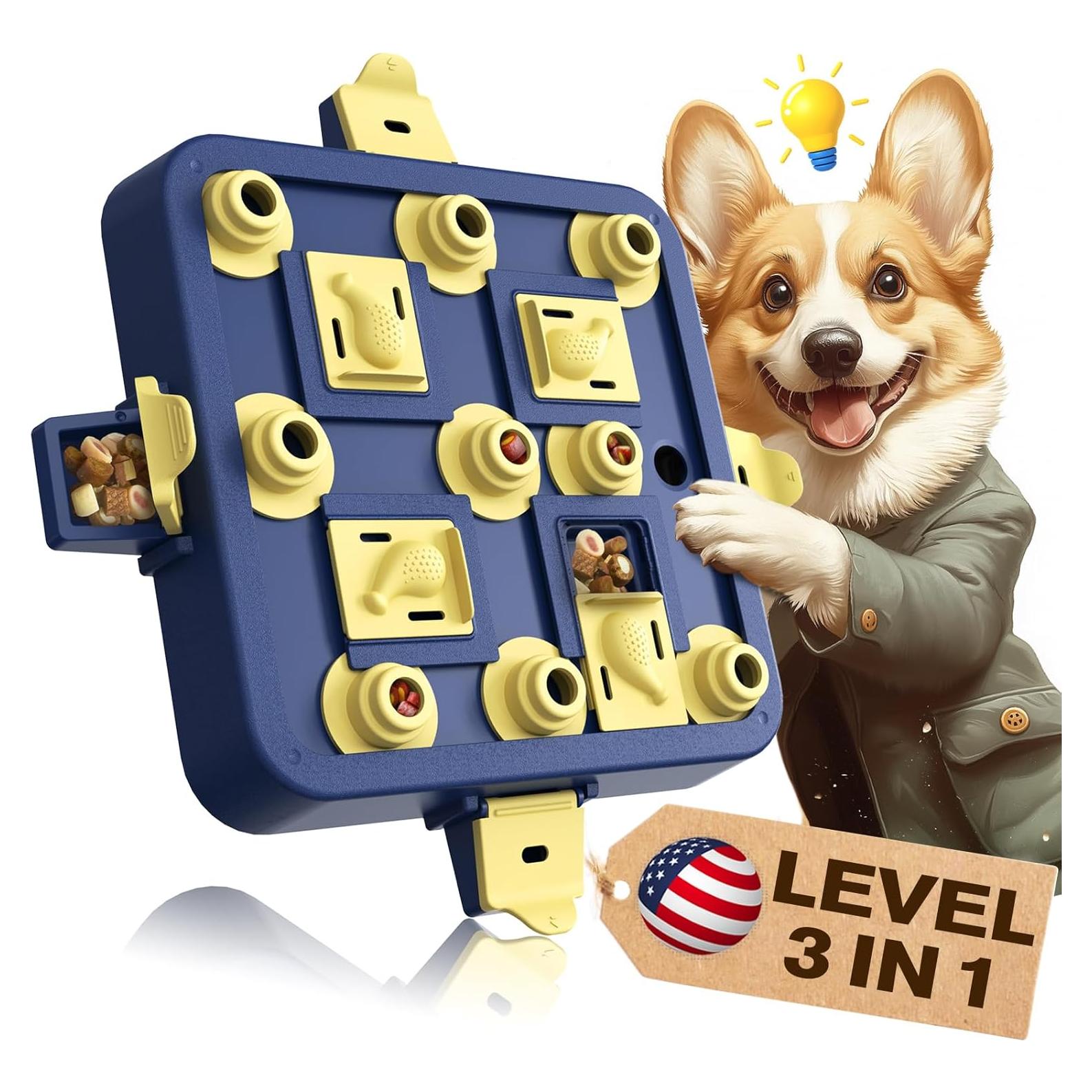 Juguete Rompecabezas para Perros KADTC Nivel 3 en 1 Azul