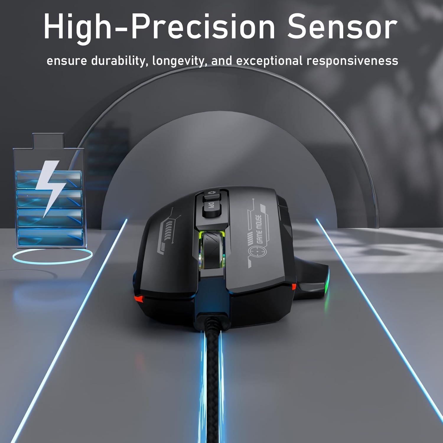 Ratón Gaming AooKoNi WF-05 Ergonómico RGB 7200 DPI