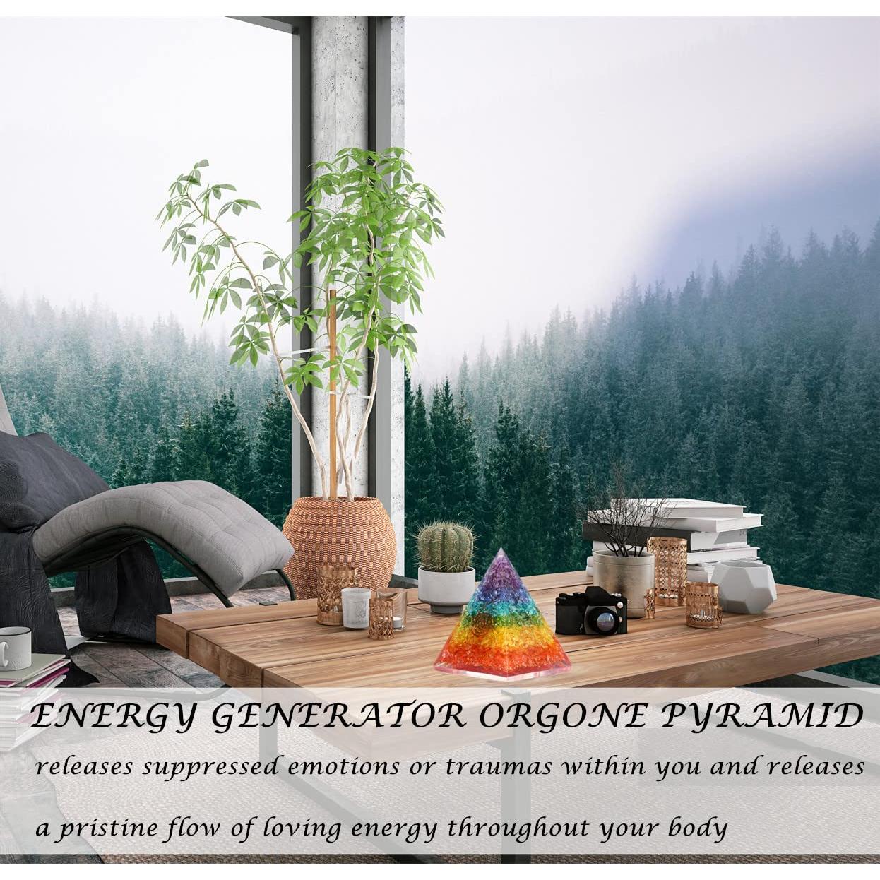 Pirámide de Orgonita 7 Chakras NewMainOne - Cristal Antiestrés