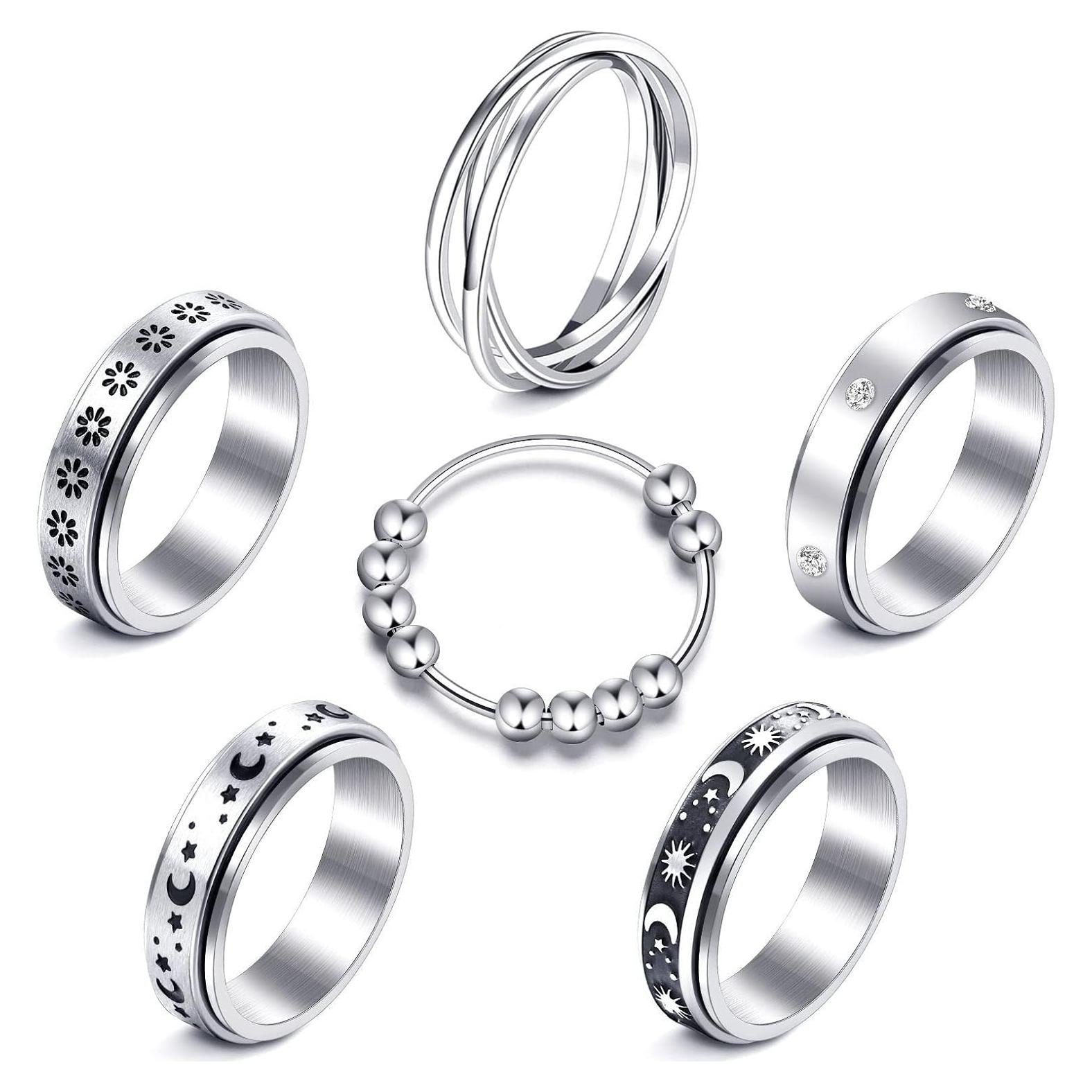 Anillos Fidget MUCAL para Ansiedad 8 Piezas Unisex