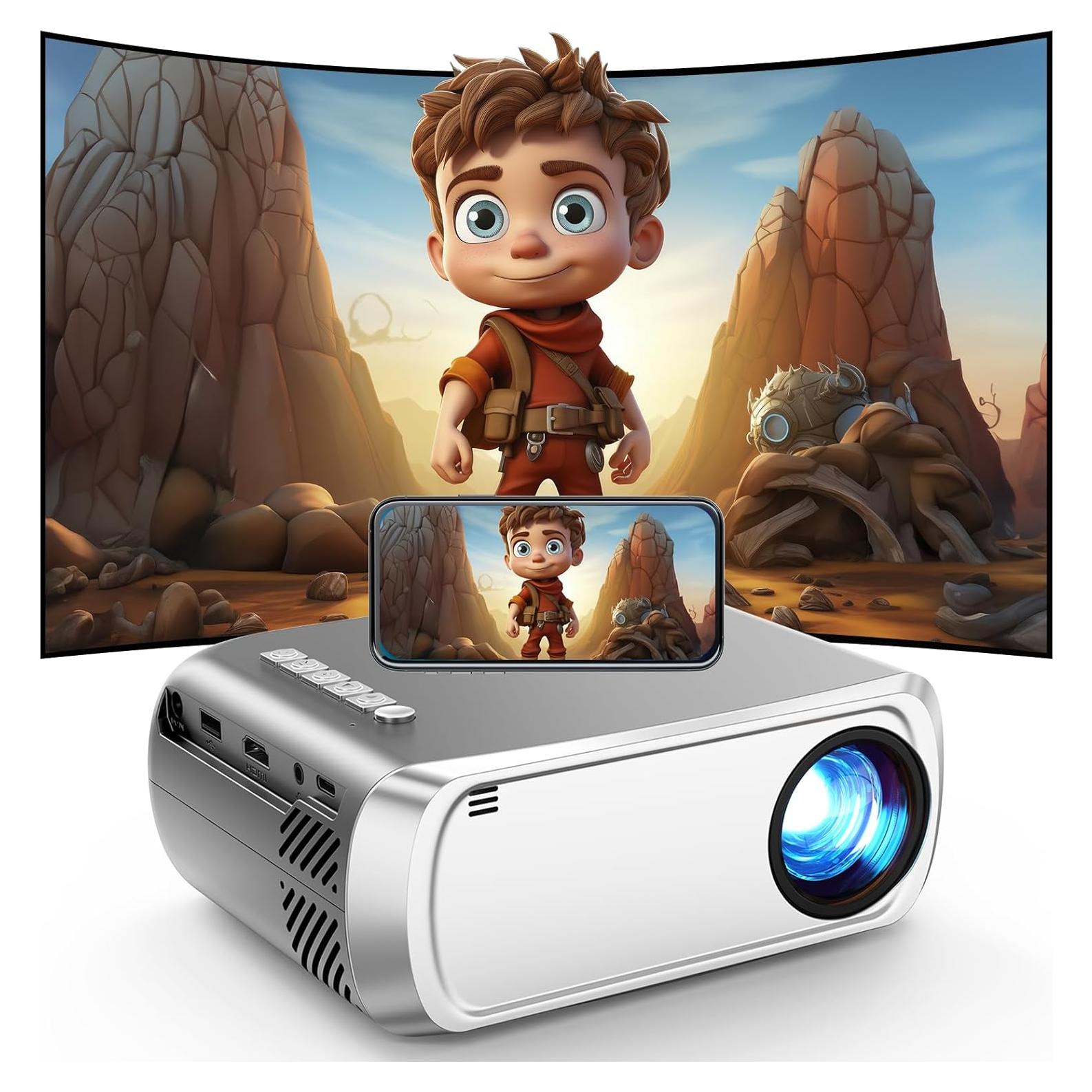 Mini Proyector Portátil iTJQ 1080P Plata - Conexión HDMI/USB