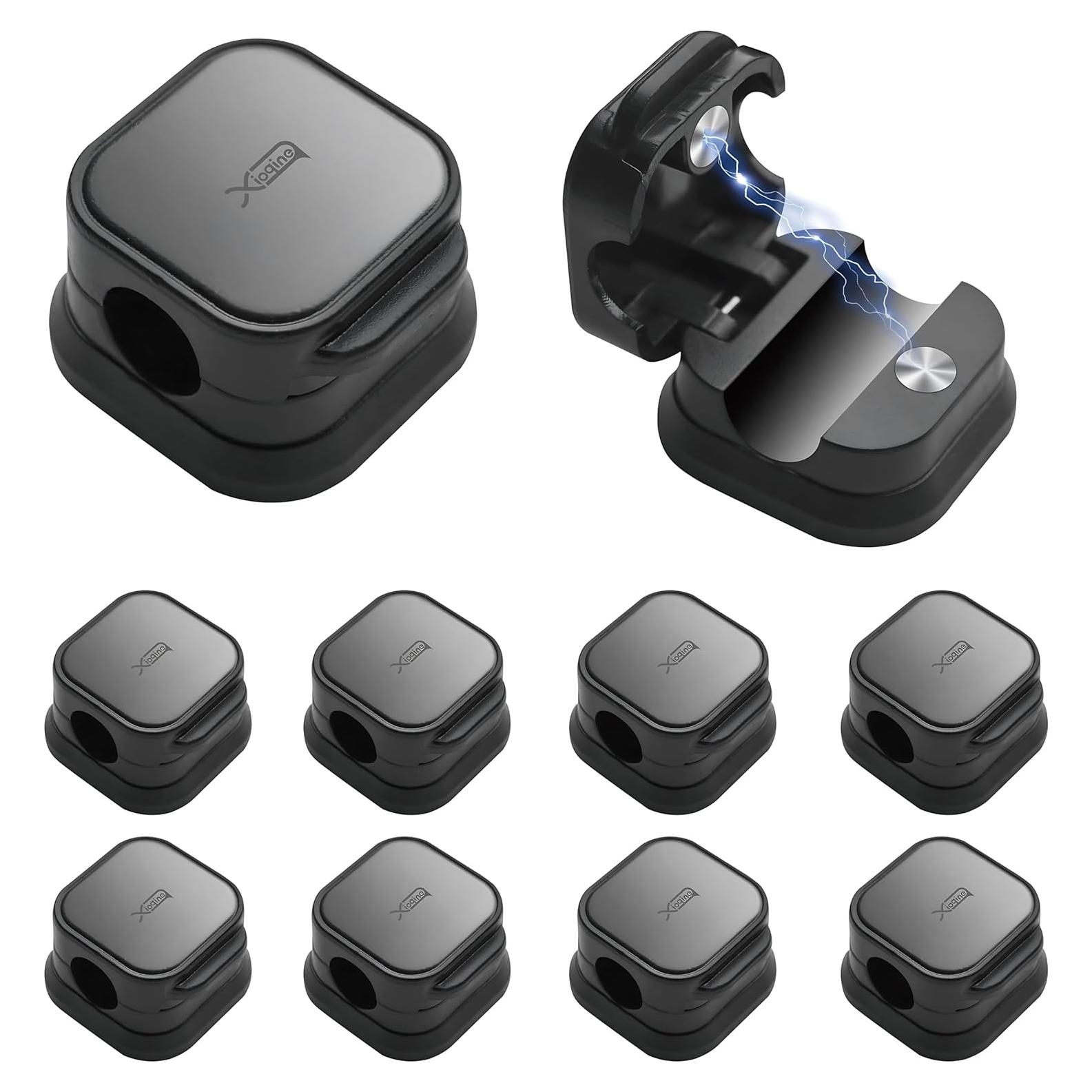 10 Clips Magnéticos para Cables XIOQINE - Organizador Negro