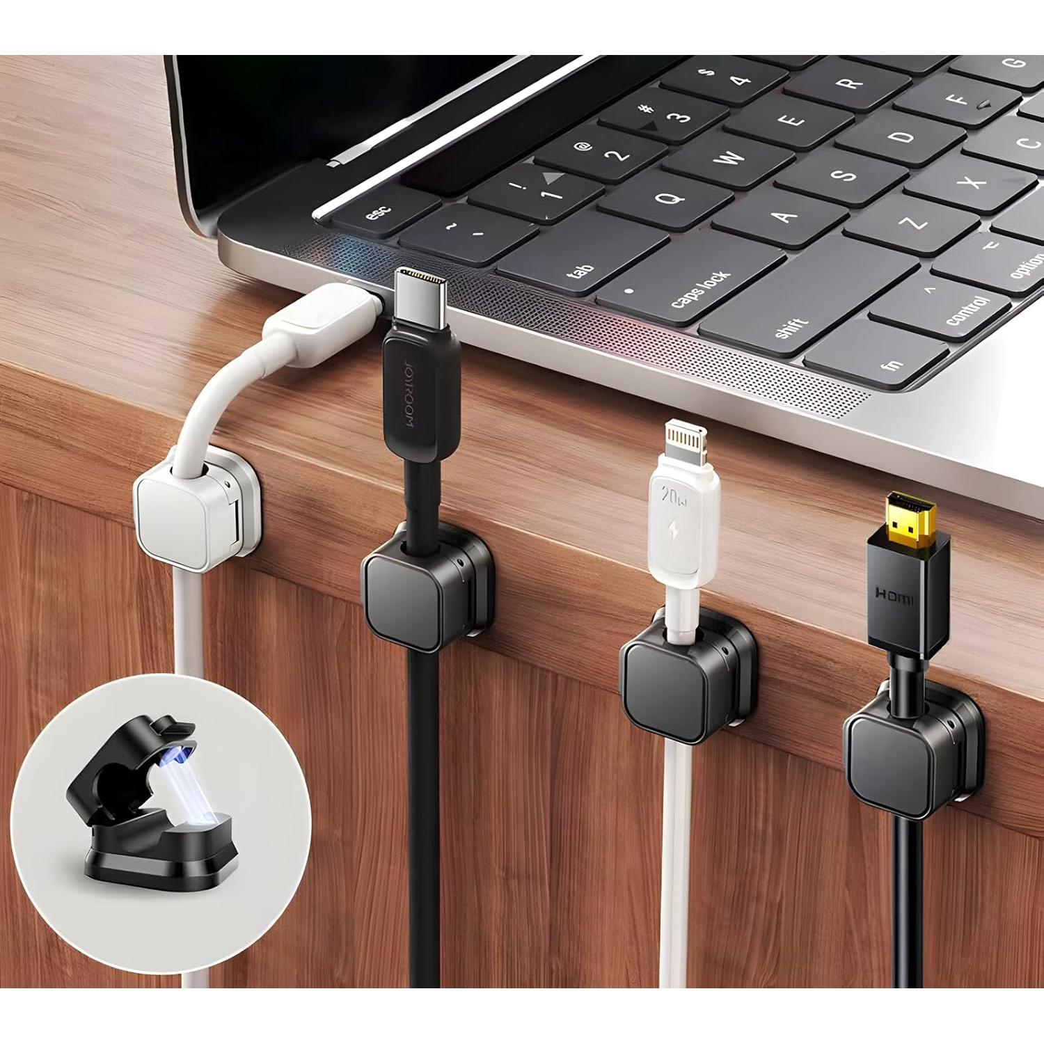 10 Clips Magnéticos para Cables XIOQINE - Organizador Negro