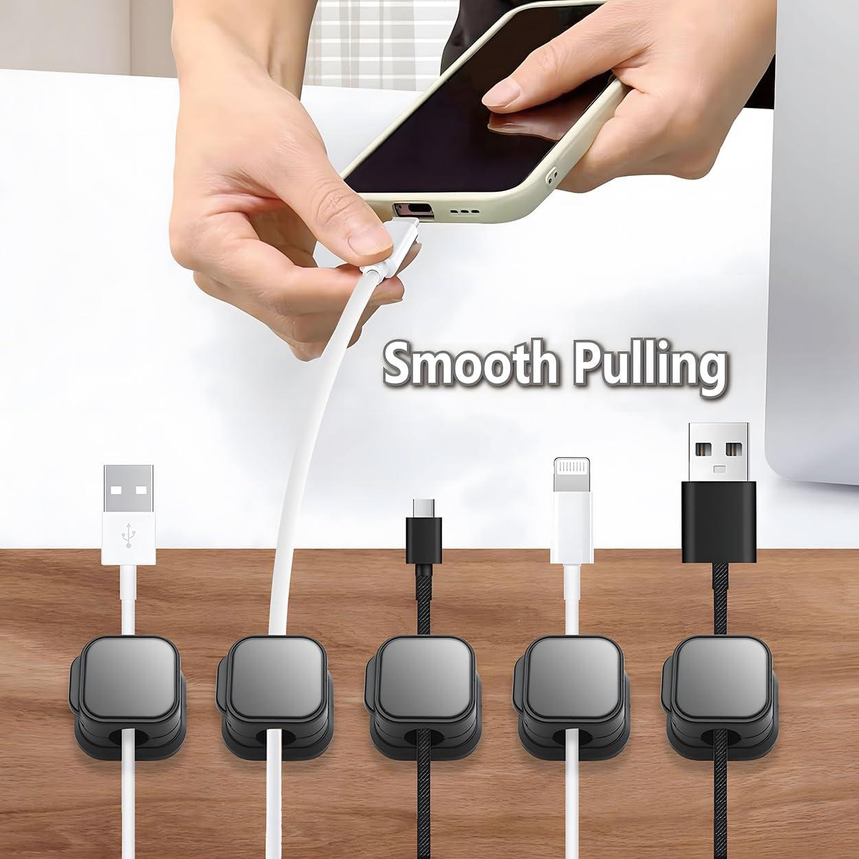 10 Clips Magnéticos para Cables XIOQINE - Organizador Negro