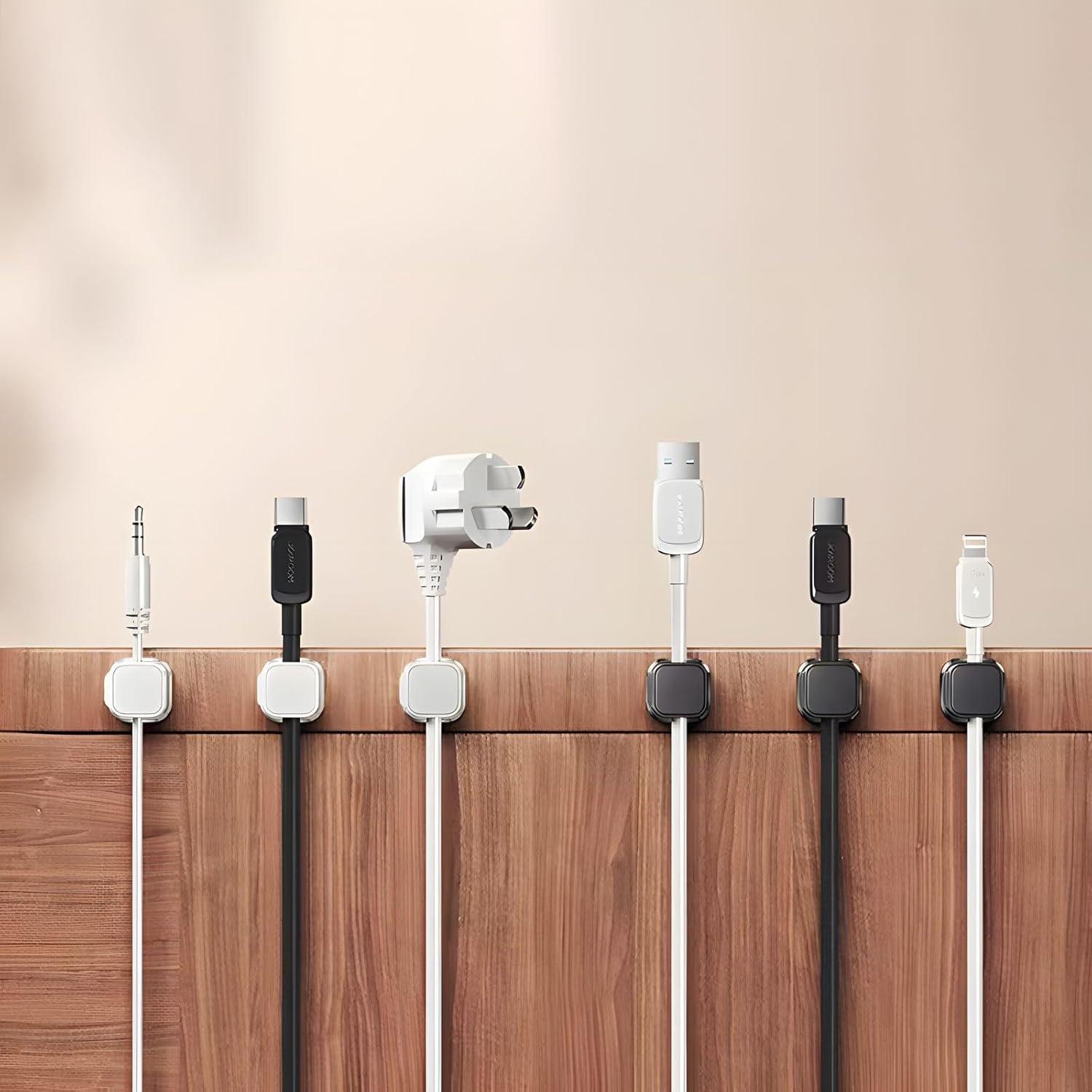 10 Clips Magnéticos para Cables XIOQINE - Organizador Negro