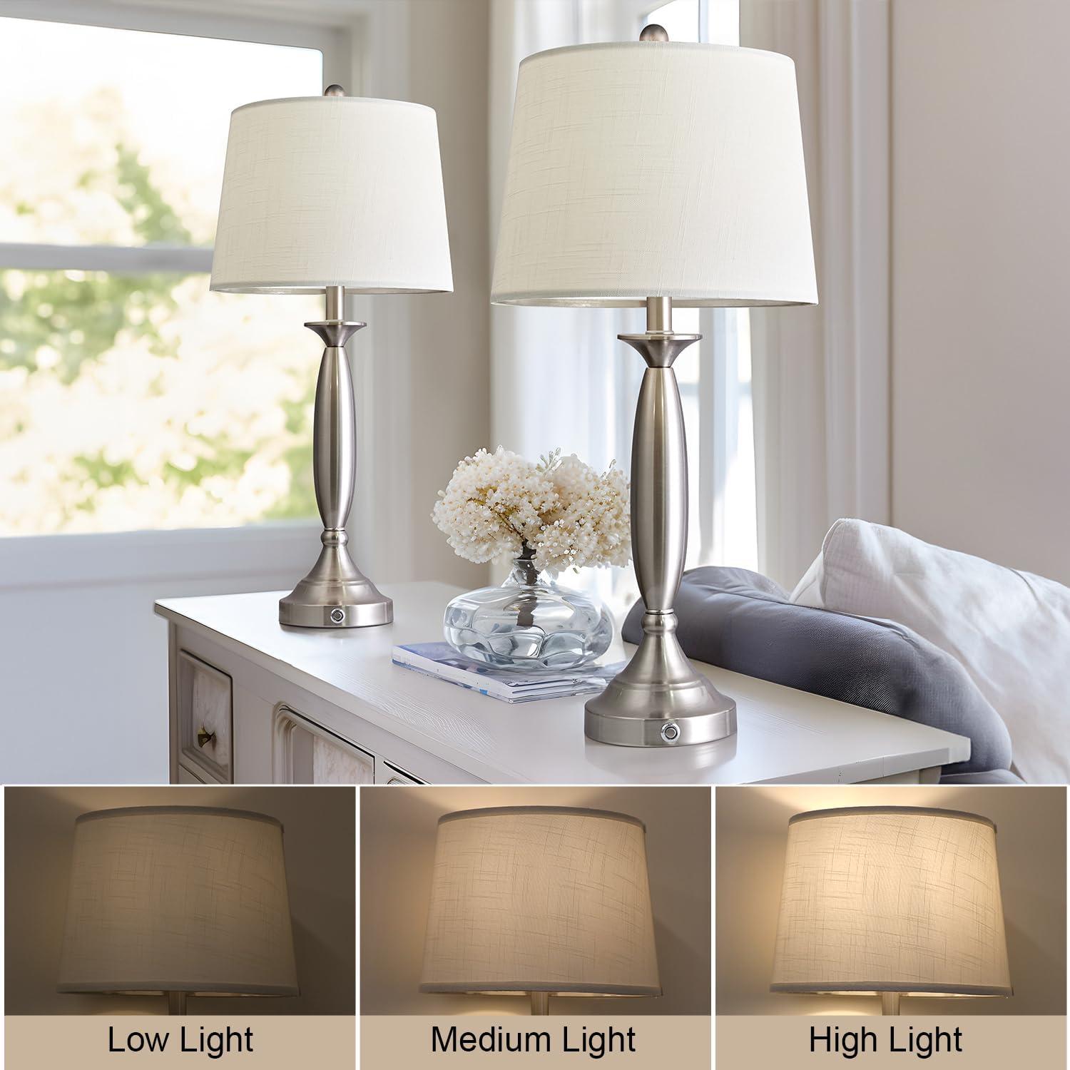 Set de 2 Lámparas de Mesa Táctiles Dimmables Oneach Plata 71 cm