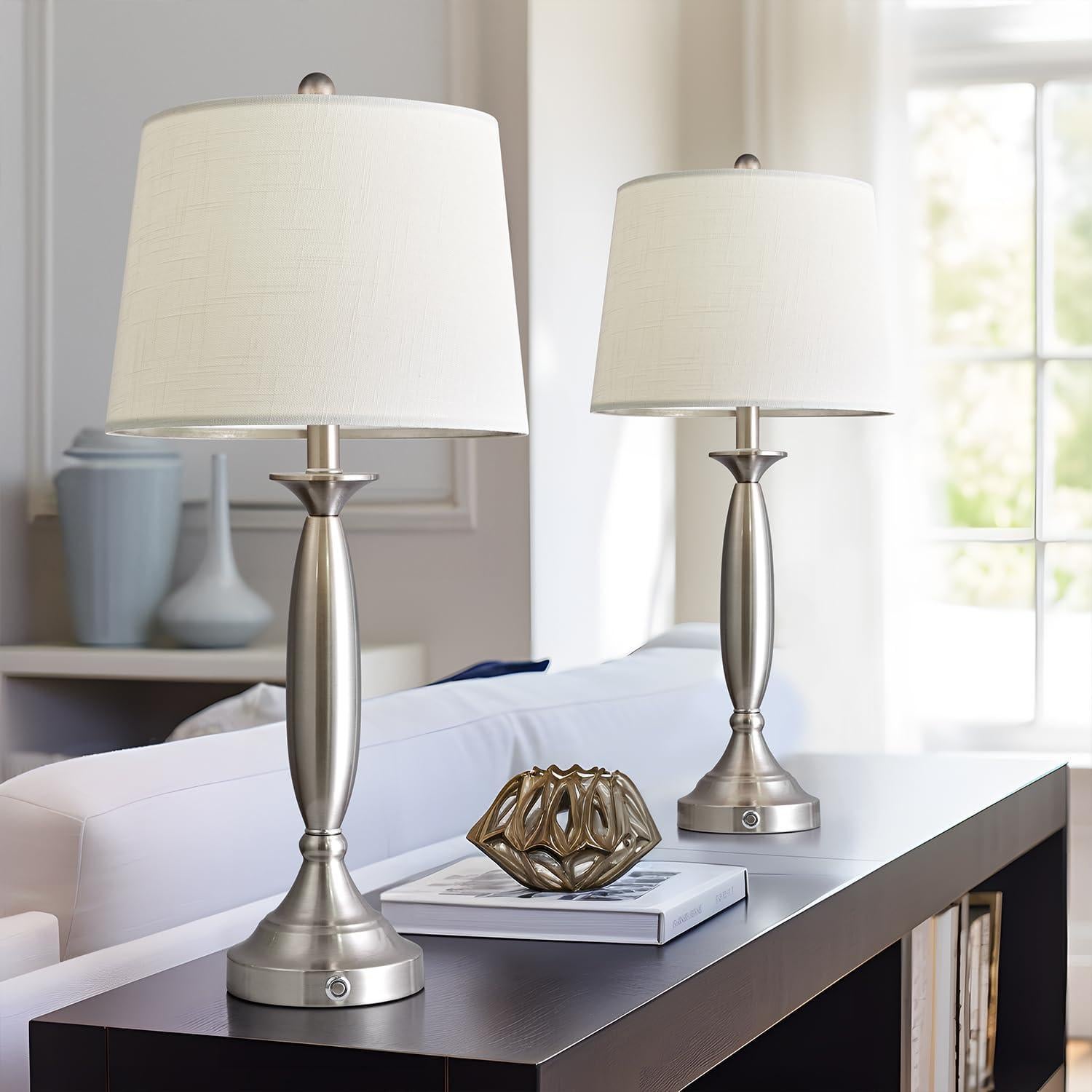 Set de 2 Lámparas de Mesa Táctiles Dimmables Oneach Plata 71 cm